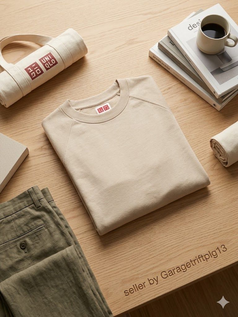 Uniqlo T-SHIRT BASIC UNIQLO CREAM Size US M / EU 48-50 / 2 - 1 Thumbnail