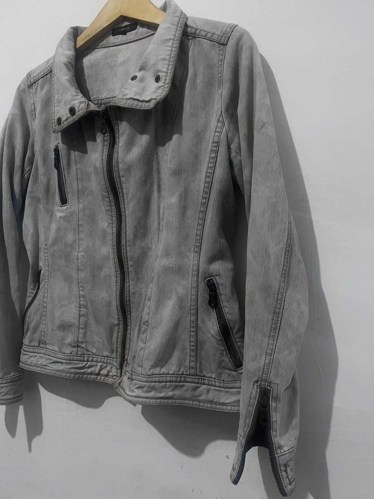 Comme Ca Ism COMME CA ISM Washed Grey Denim Rider Jacket Moto Size US M / EU 48-50 / 2 - 4 Thumbnail