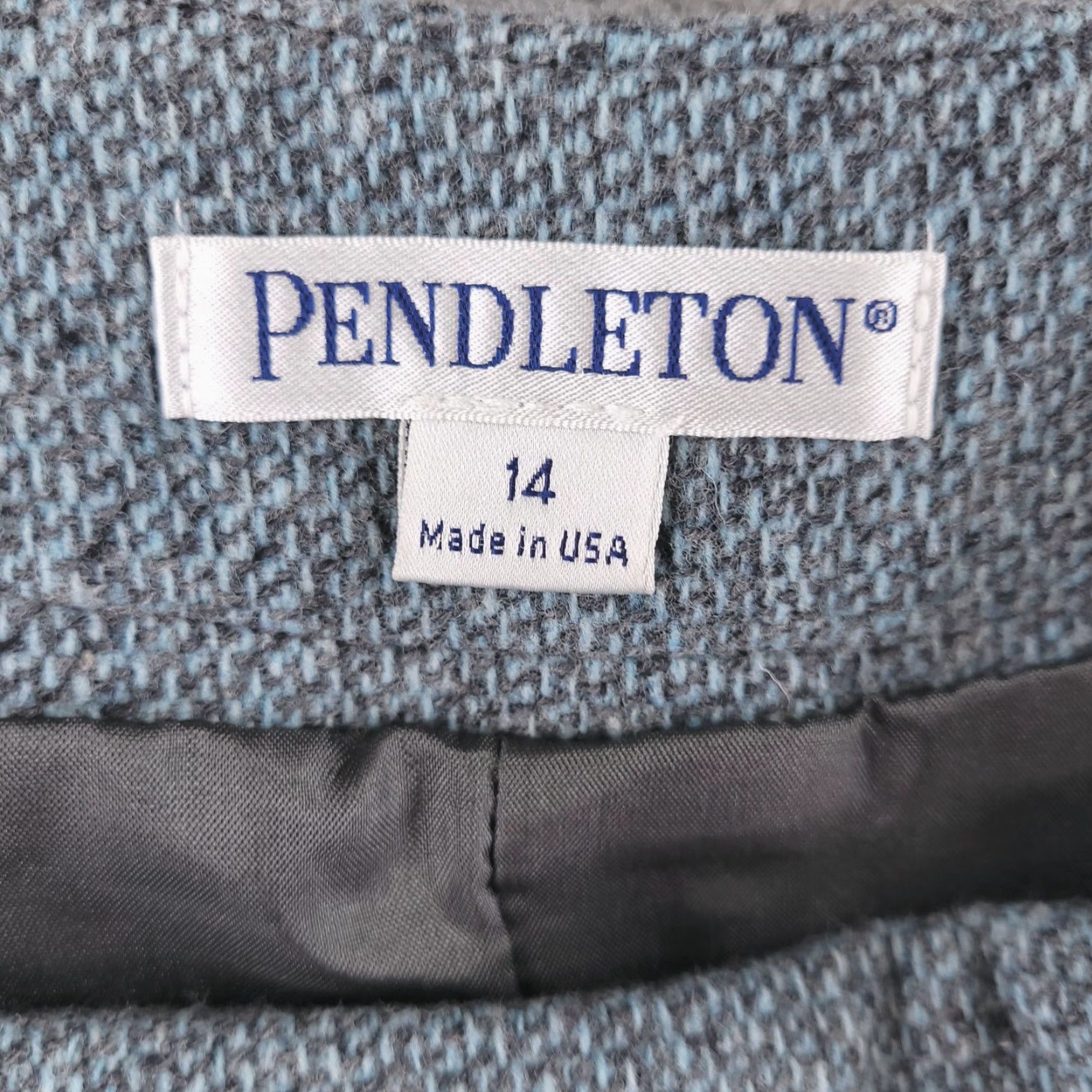 Pendleton VINTAGE Pendleton Skirt Womens 14 Blue Gray Wool Knit Liner Knee Length Solid Pattern Size 36" / US 14 / IT 50 - 4 Thumbnail