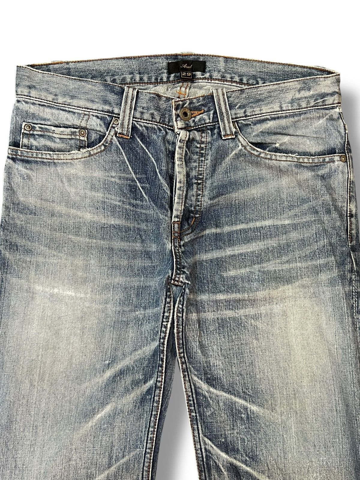 Japanese Brand Vintage Axal Slim Straight, Faded Wash, Distressed Jeans Size US 32 / EU 48 - 3 Thumbnail