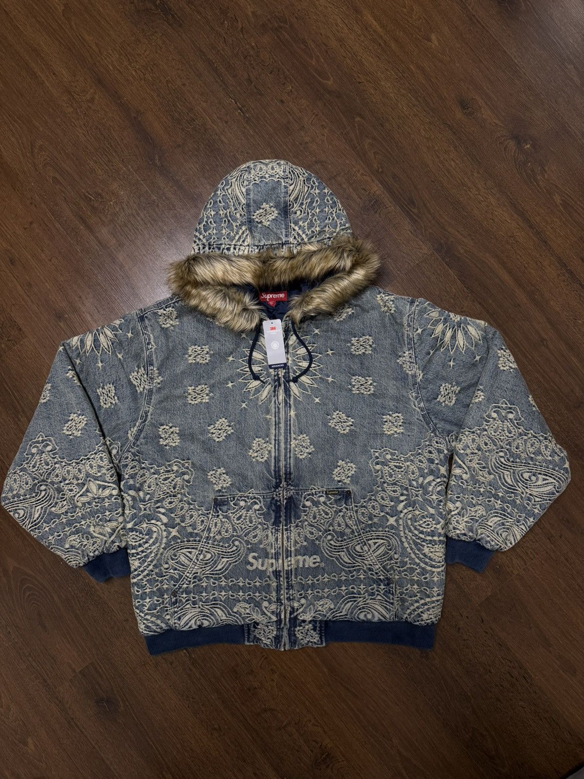 Supreme Supreme Bandana Jacquard Denim Hooded Work Jacket Blue XL Size US XXL / EU 58 / 5 - 12 Thumbnail