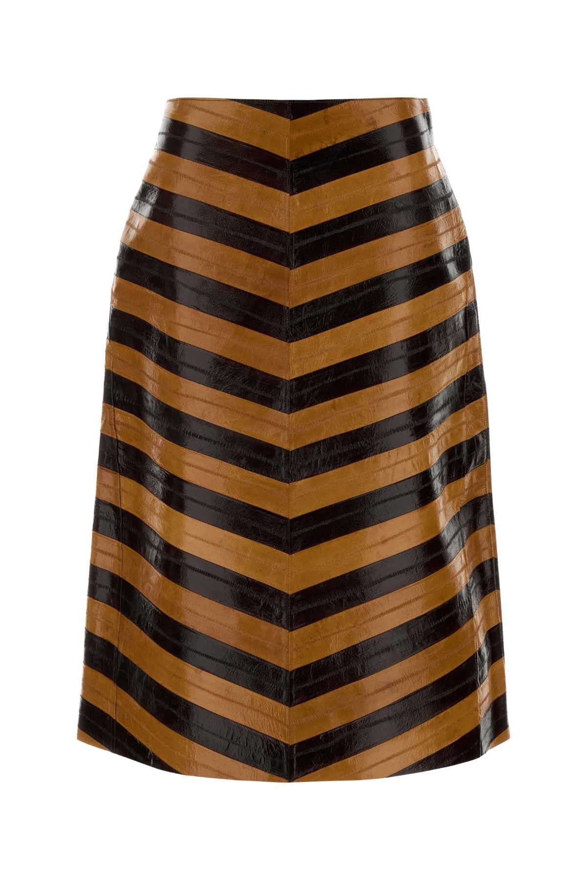 Fendi Two-Tone Leather Skirt Size 28" / US 6 / IT 42 - 1 Thumbnail