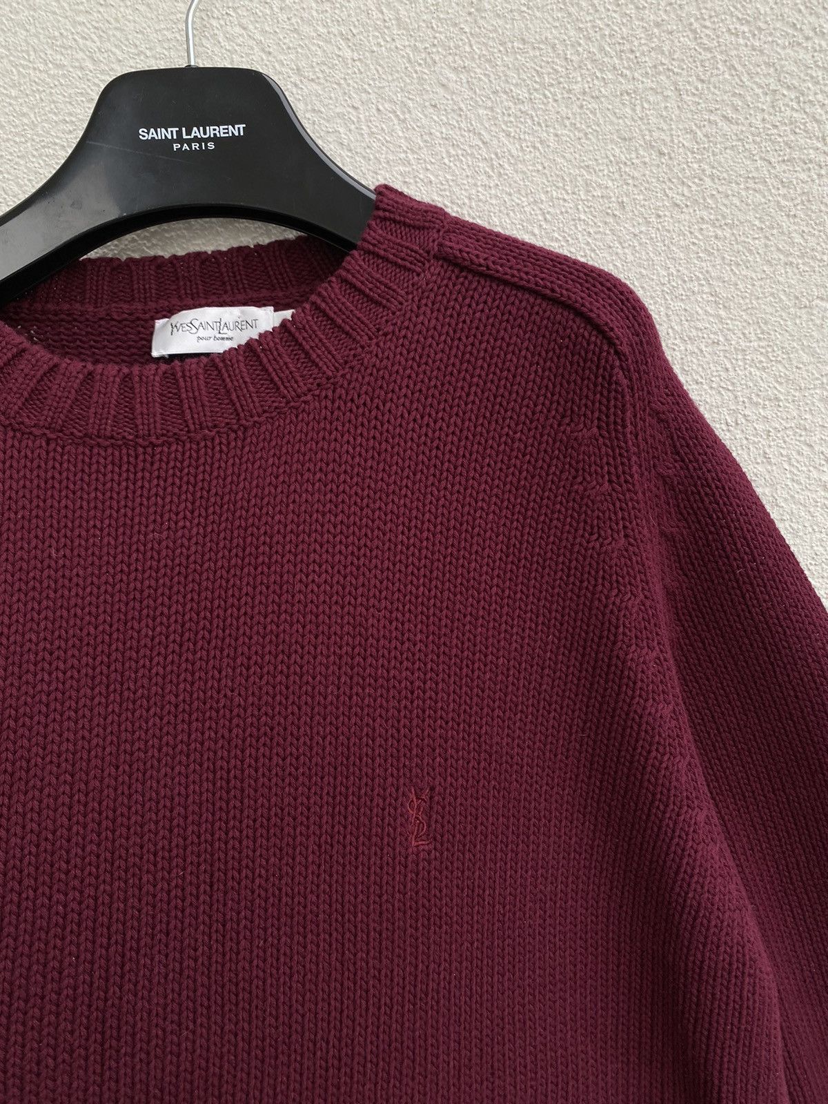 Yves Saint Laurent Burgundy YSL Sweater Knit Heavy Thick YSL Sweatshirt Size US XXL / EU 58 / 5 - 1 Thumbnail