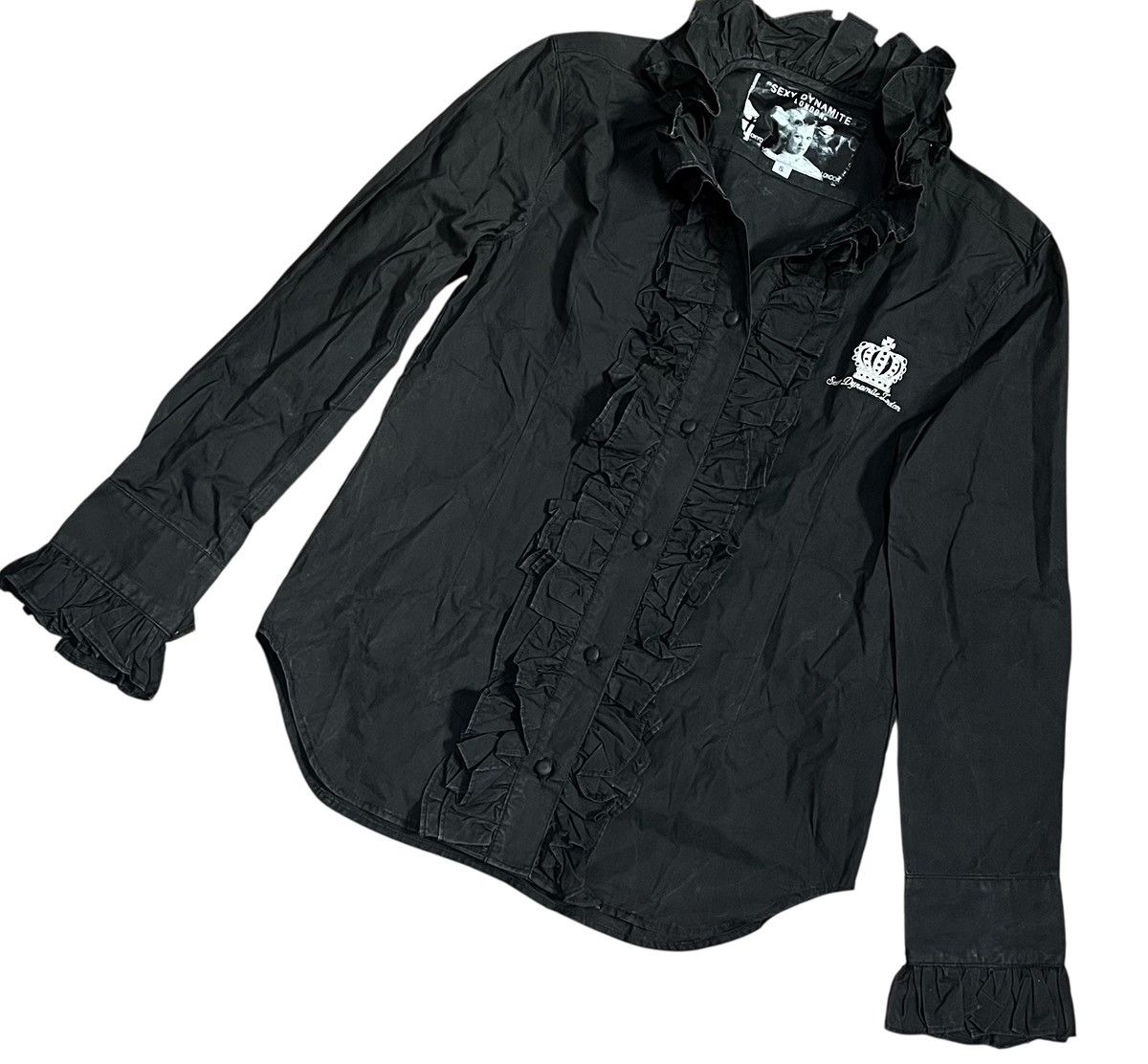Seditionaries Vintage sexy dynamite london black ruffled shirt Size US S / EU 44-46 / 1 - 2 Thumbnail