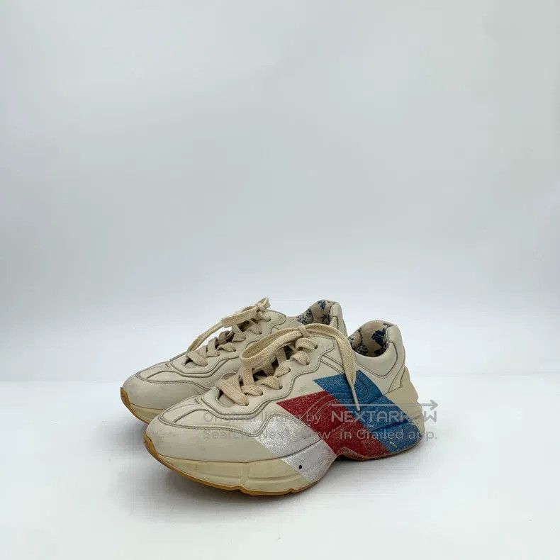 Gucci Gucci Beige colour stripe lace-on casual dad shoes sneaker Size US 5 / IT 35 - 1 Thumbnail