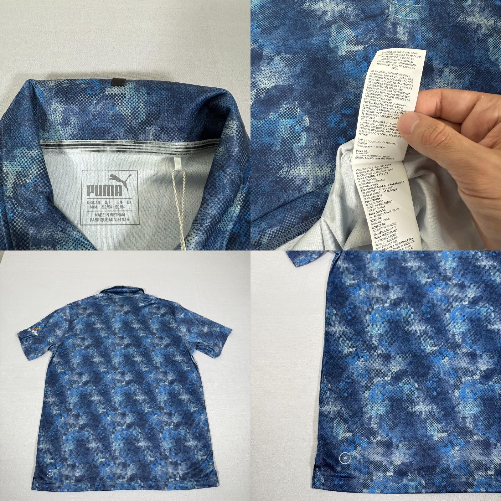 Puma Puma Shirt Mens Medium Blue Camo Paradiso Drycell Performance UPF 40 New Size US M / EU 48-50 / 2 - 8 Thumbnail