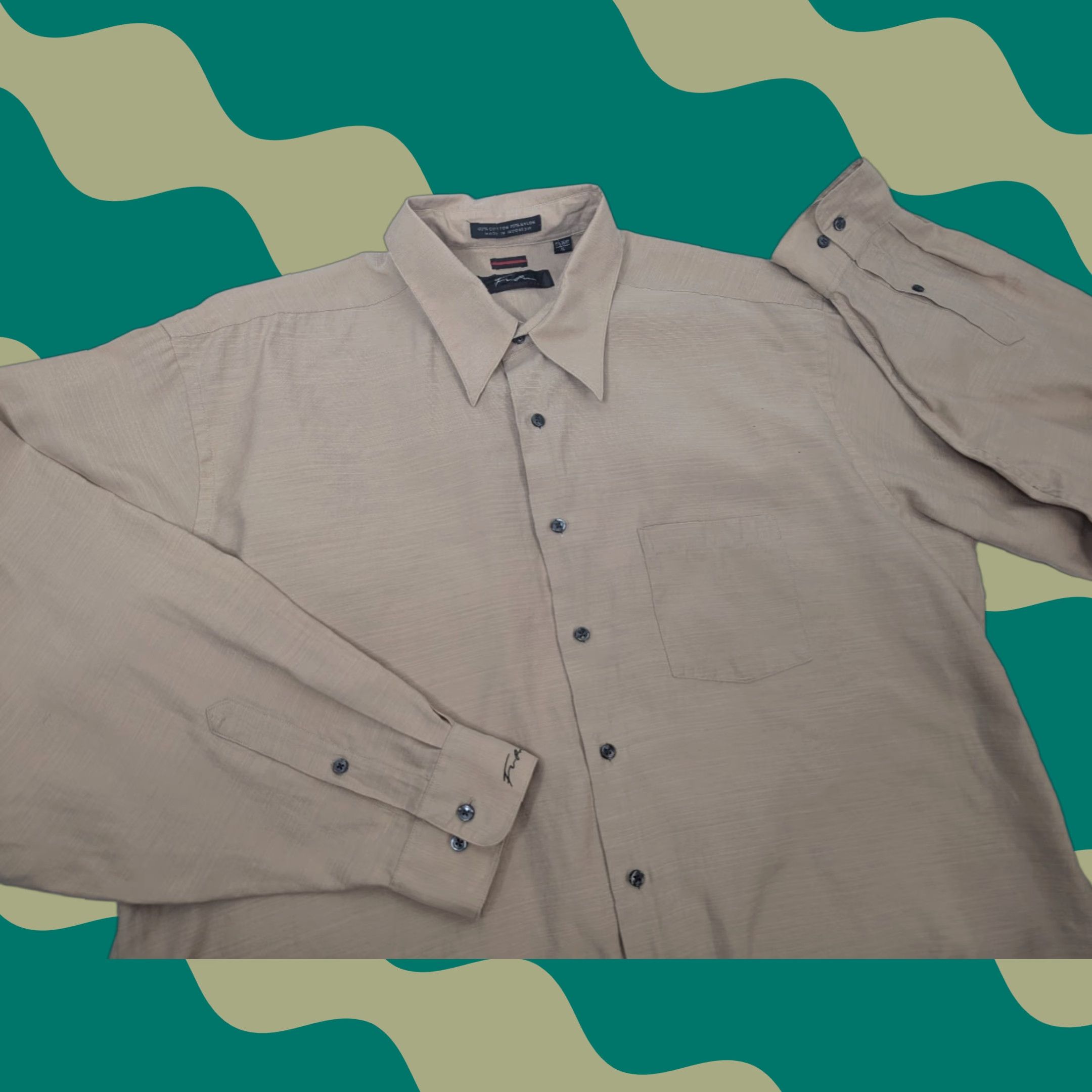 Fubu Fubu Shirt Men's XL Beige Button Up Long Sleeve Streetwear Y2K 90s Hip Hop Casual Size US XL / EU 56 / 4 - 1 Thumbnail