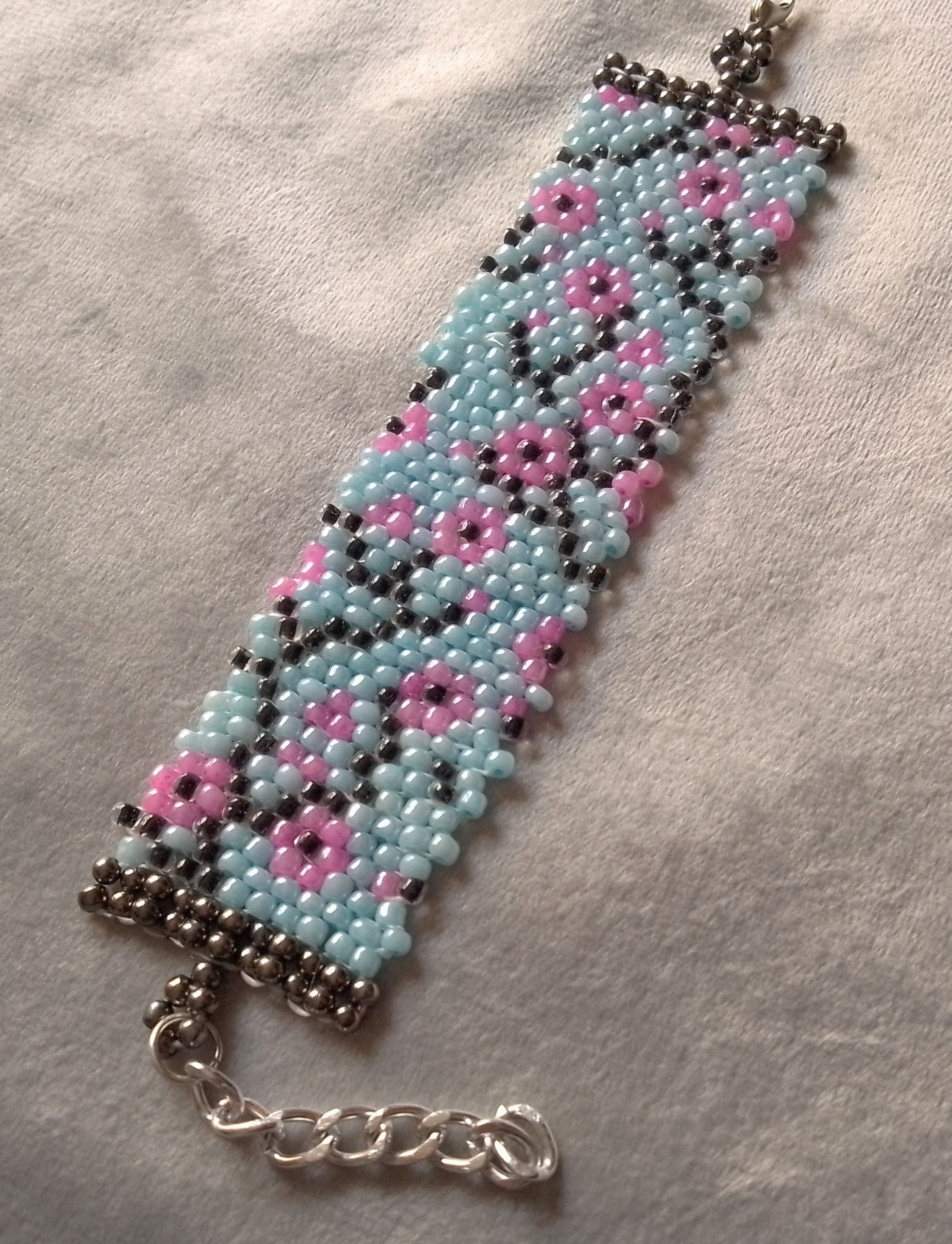 Handmade Bracelet Blue Beaded Japanese Style Pattern Size ONE SIZE - 8 Thumbnail