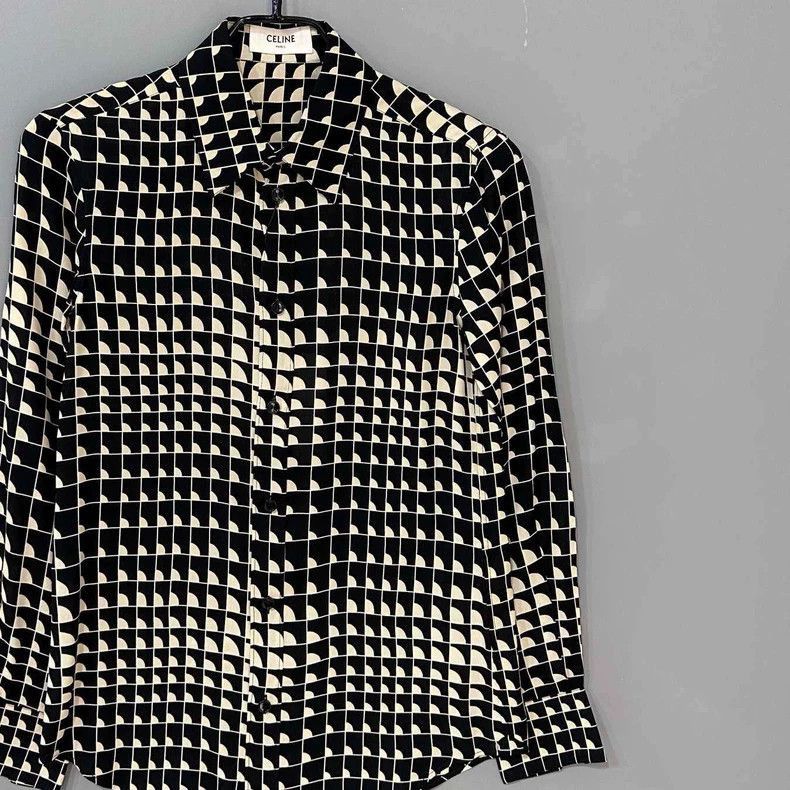 Celine Black and White Patterned ButtonUp Shirt Size XS / US 0-2 / IT 36-38 - 3 Thumbnail