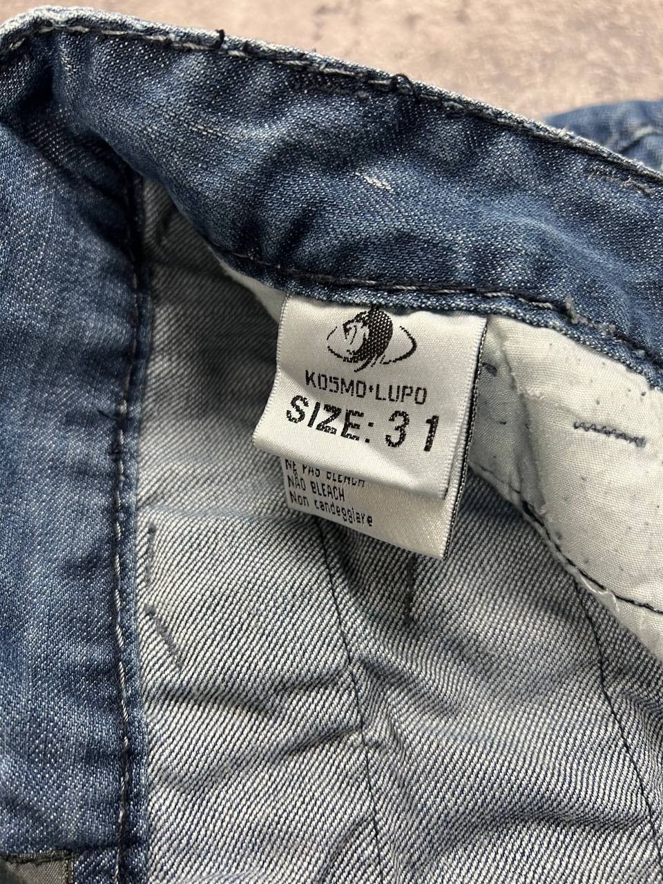 Vintage Kosmo Lupo Belted Denim Jeans Rare Big Logo Y2K Avant Garde Size US 31 - 16 Thumbnail
