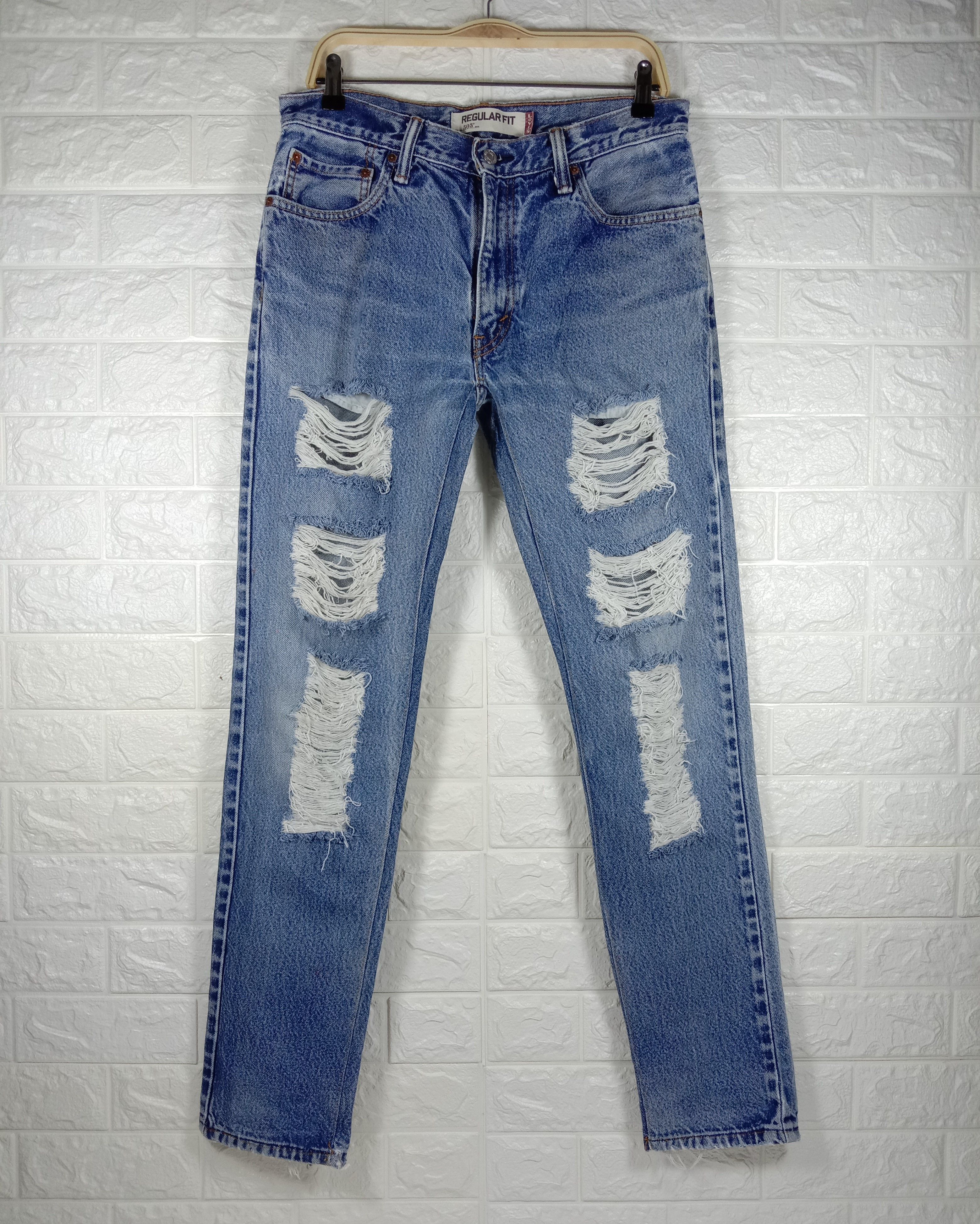 Levi's Vintage Levi’s 505 Ripped Jeans Distressed Denim Size US 33 - 1 Thumbnail