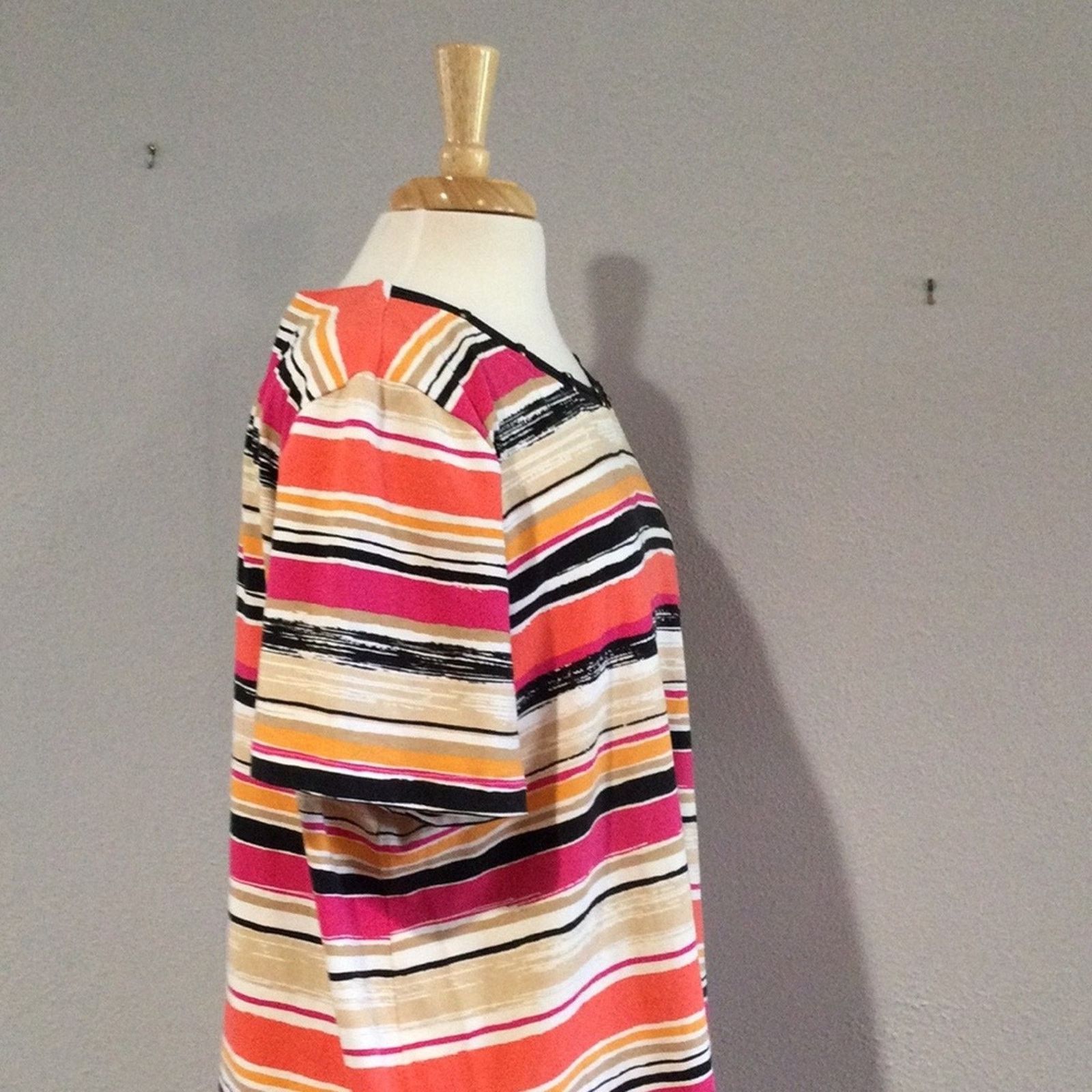 Other Alfred Dunner Multicolor Stripe Stud Trim T-Shirt Size XL Size XL / US 12-14 / IT 48-50 - 6 Thumbnail