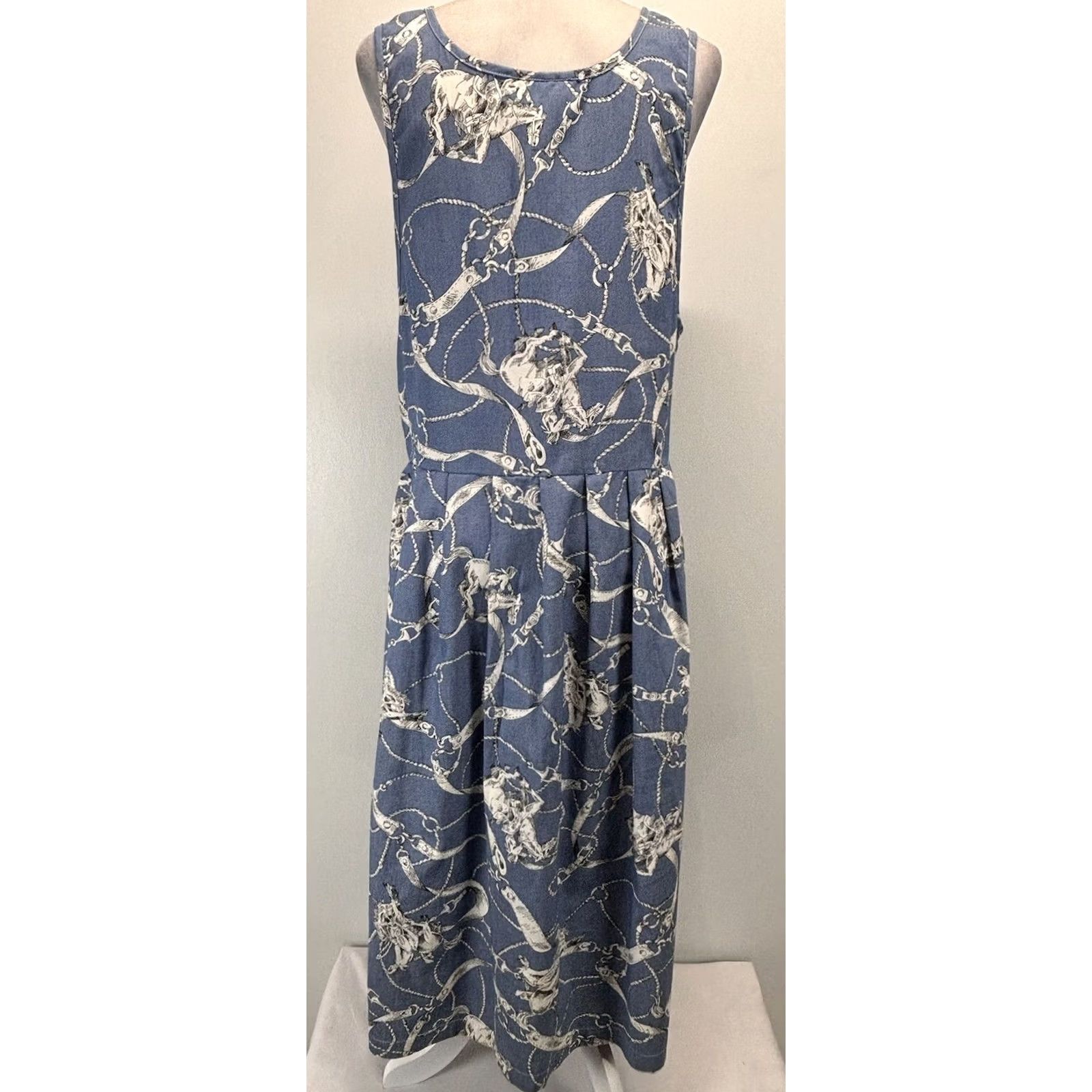 Vintage VINTAGE Bryn Connelly Jumper Dress Dress Sleeveless Pockets Midi Blue S Regular Women Horse Equestrian Overall Size S / US 4 / IT 40 - 3 Thumbnail
