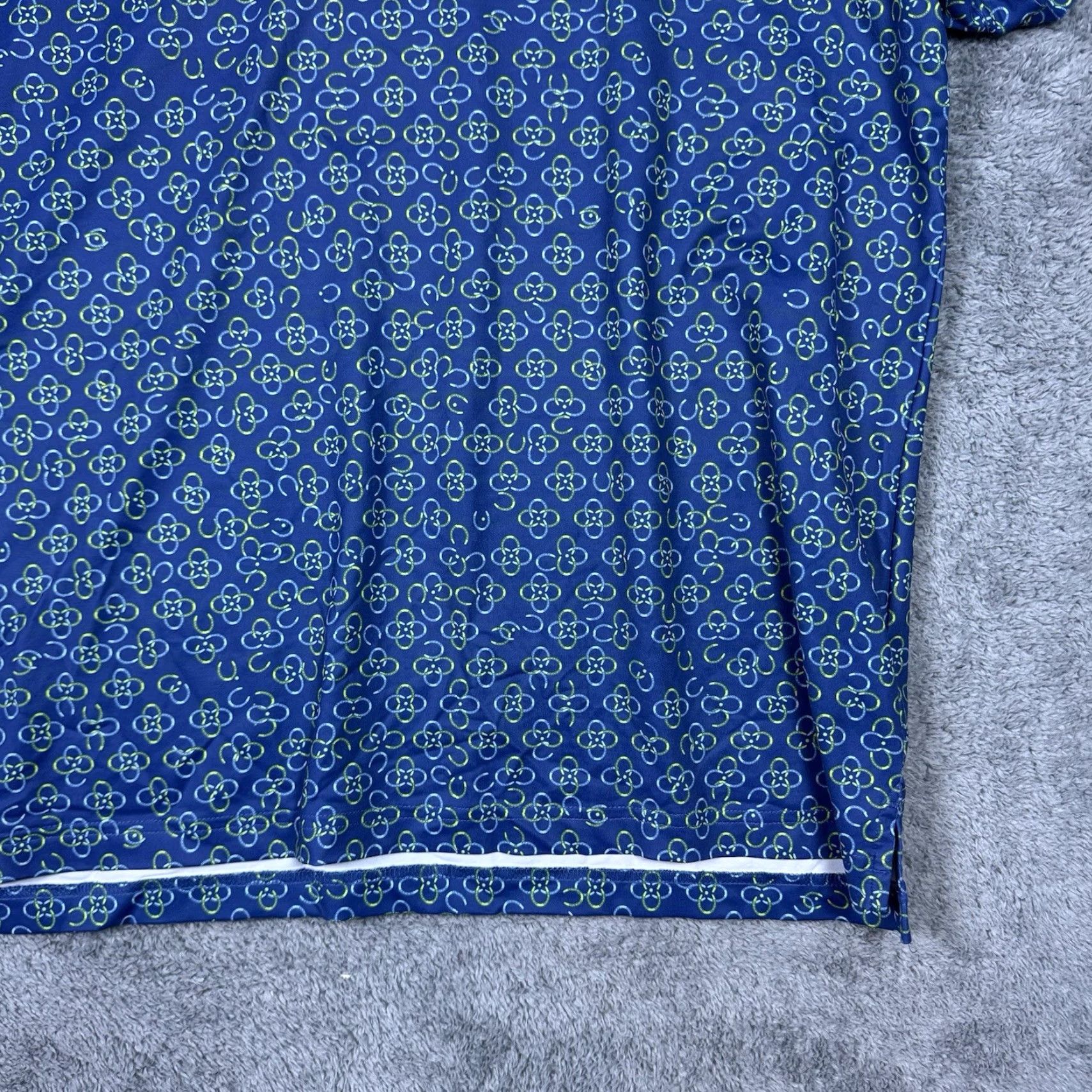 Vintage William Murray Polo Mens XL Shirt Tartan Geometric Horseshoe Performance Stretch Blue Geometric 90s Golf Mens XL Polo Size US XL / EU 56 / 4 - 4 Thumbnail