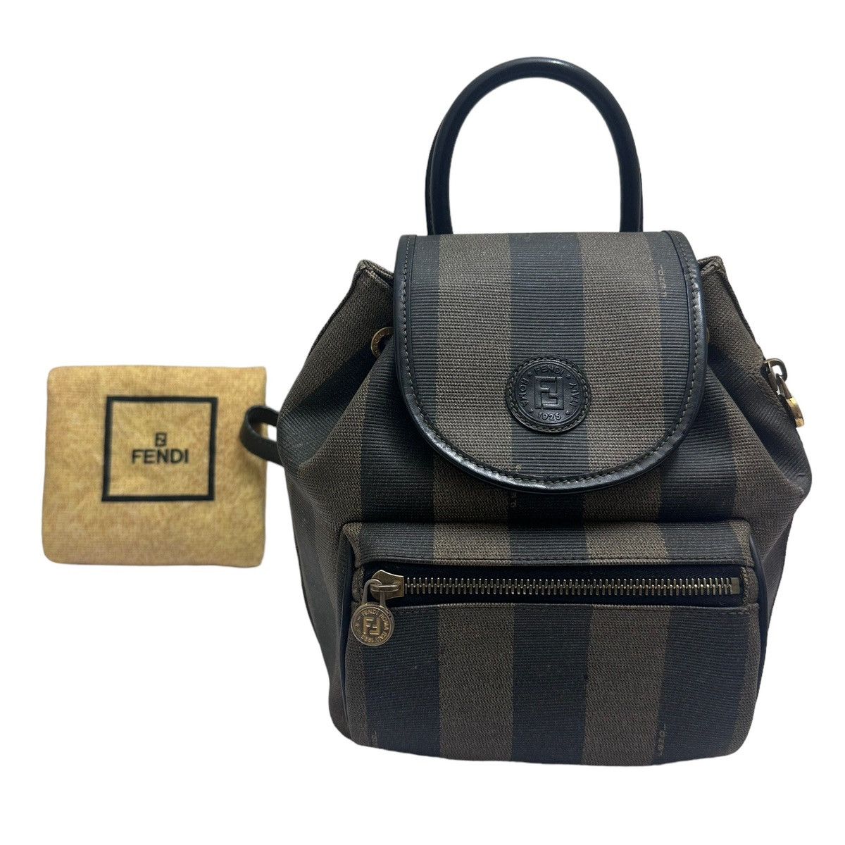 image of Fendi Rucksack Leather Backpack in Brown, Men's