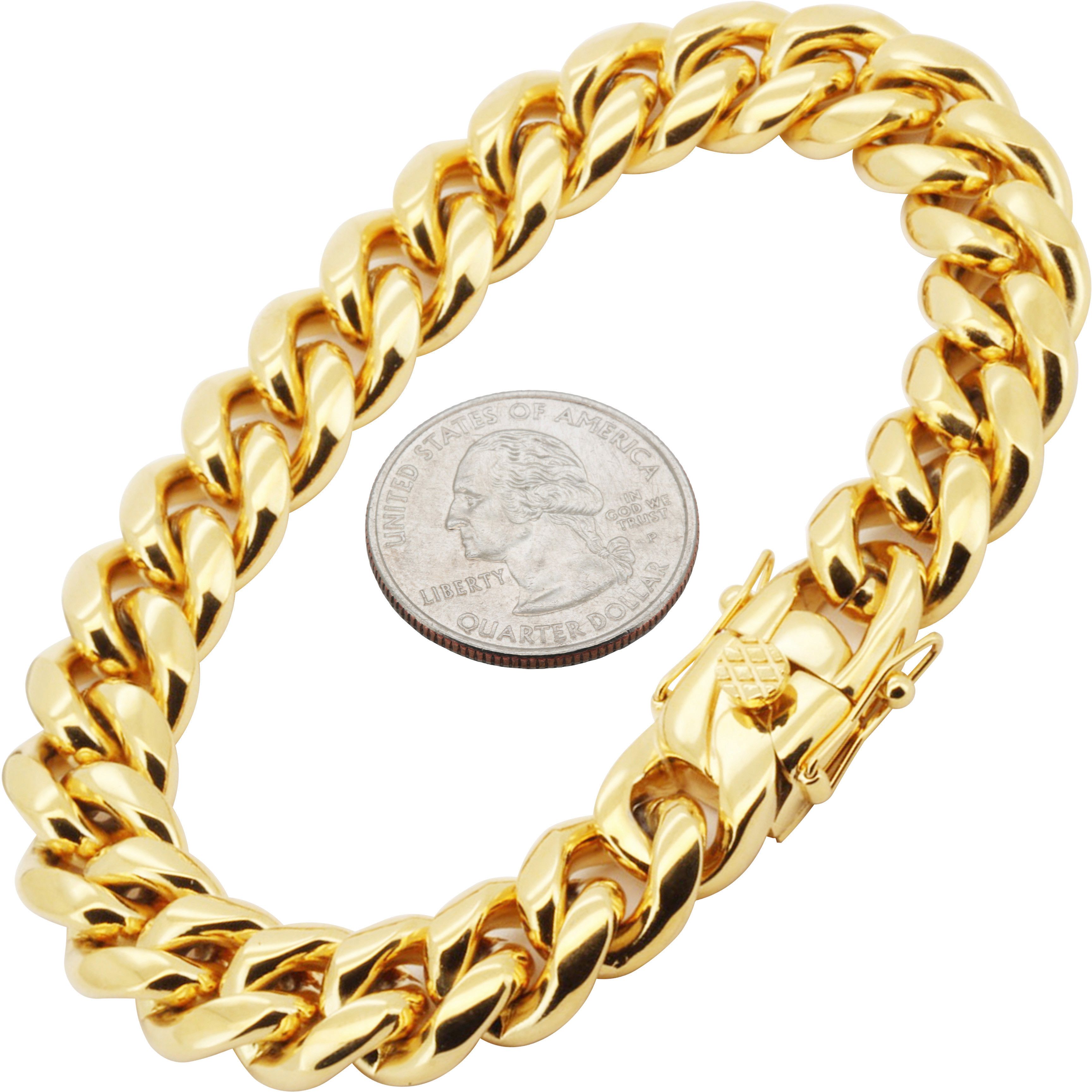 Other 316L SS 18k GP 12mm Miami Cuban Link Bracelet 8.5" Size ONE SIZE - 1 Thumbnail