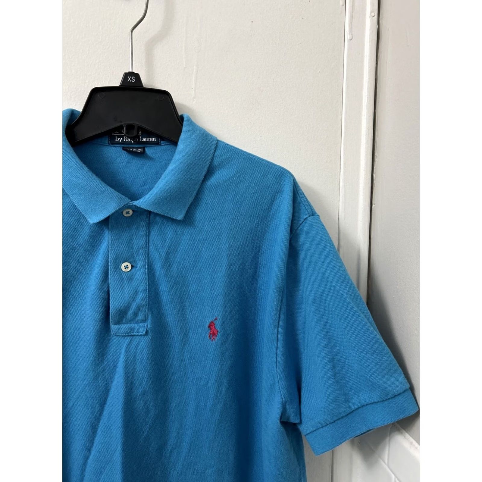 Polo Ralph Lauren VINTAGE Polo Ralph Lauren Shirt Mens Large Blue Cotton Pink Pony Short Sleeve Polo Shirt L Mens Women's? Size US L / EU 52-54 / 3 - 4 Thumbnail