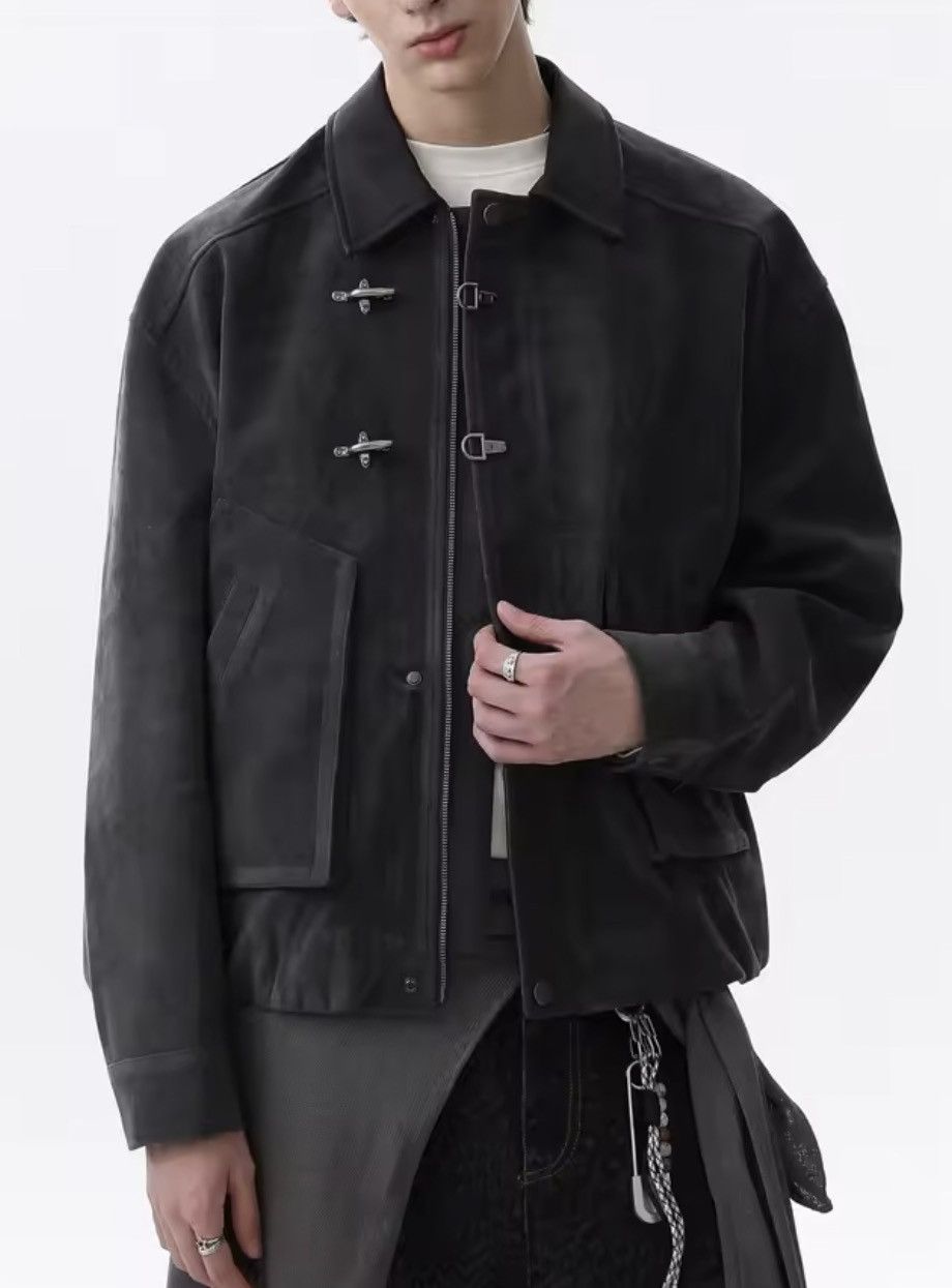 Japanese Brand Suede-Effect PU Leather Trucker Jacket – Boxy Minimalist Size US M / EU 48-50 / 2 - 3 Thumbnail