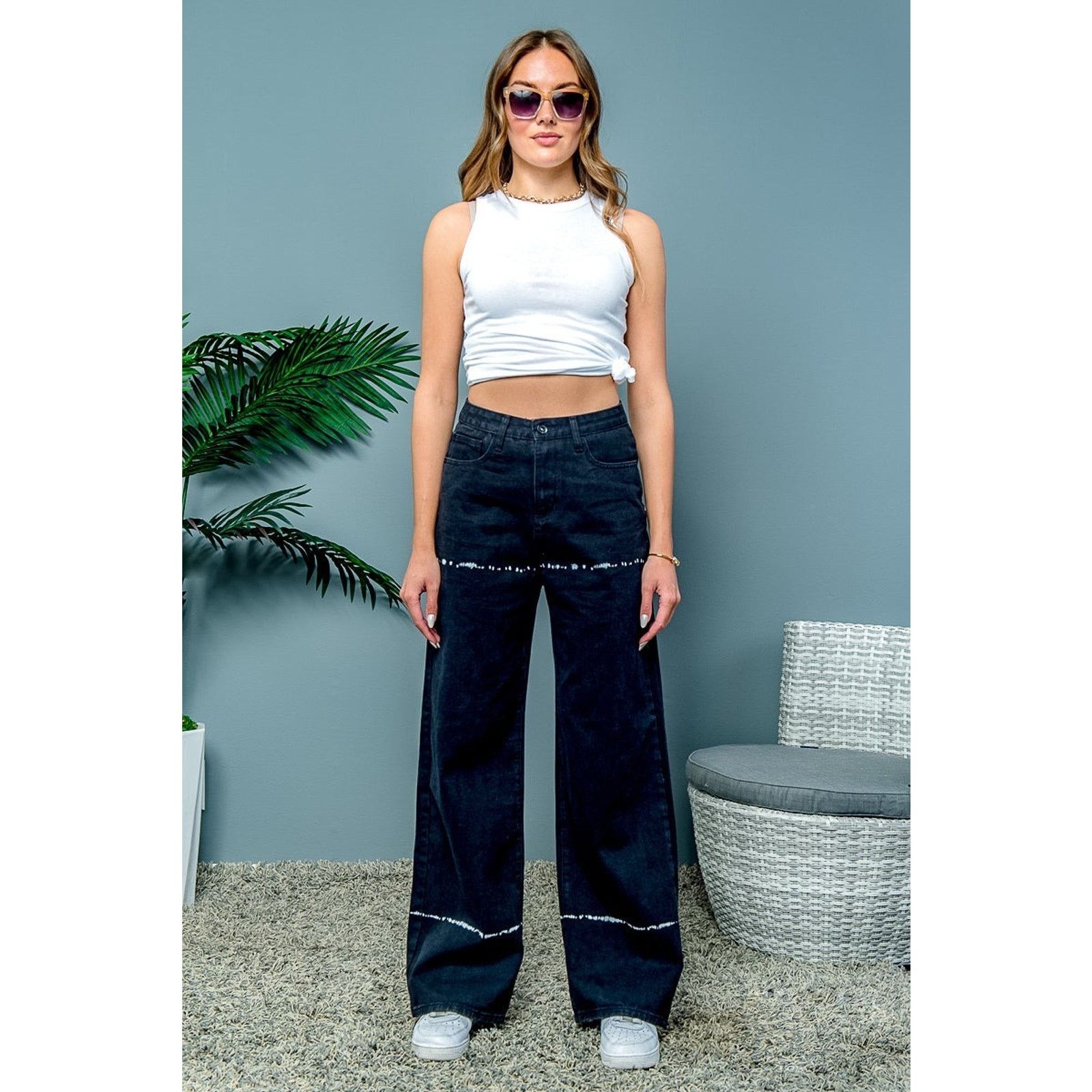 Other Skinny Fries Jeans Women's Super High Rise Baggy Wide Leg 0 Size 24" / US 00 / IT 34 - 1 Thumbnail