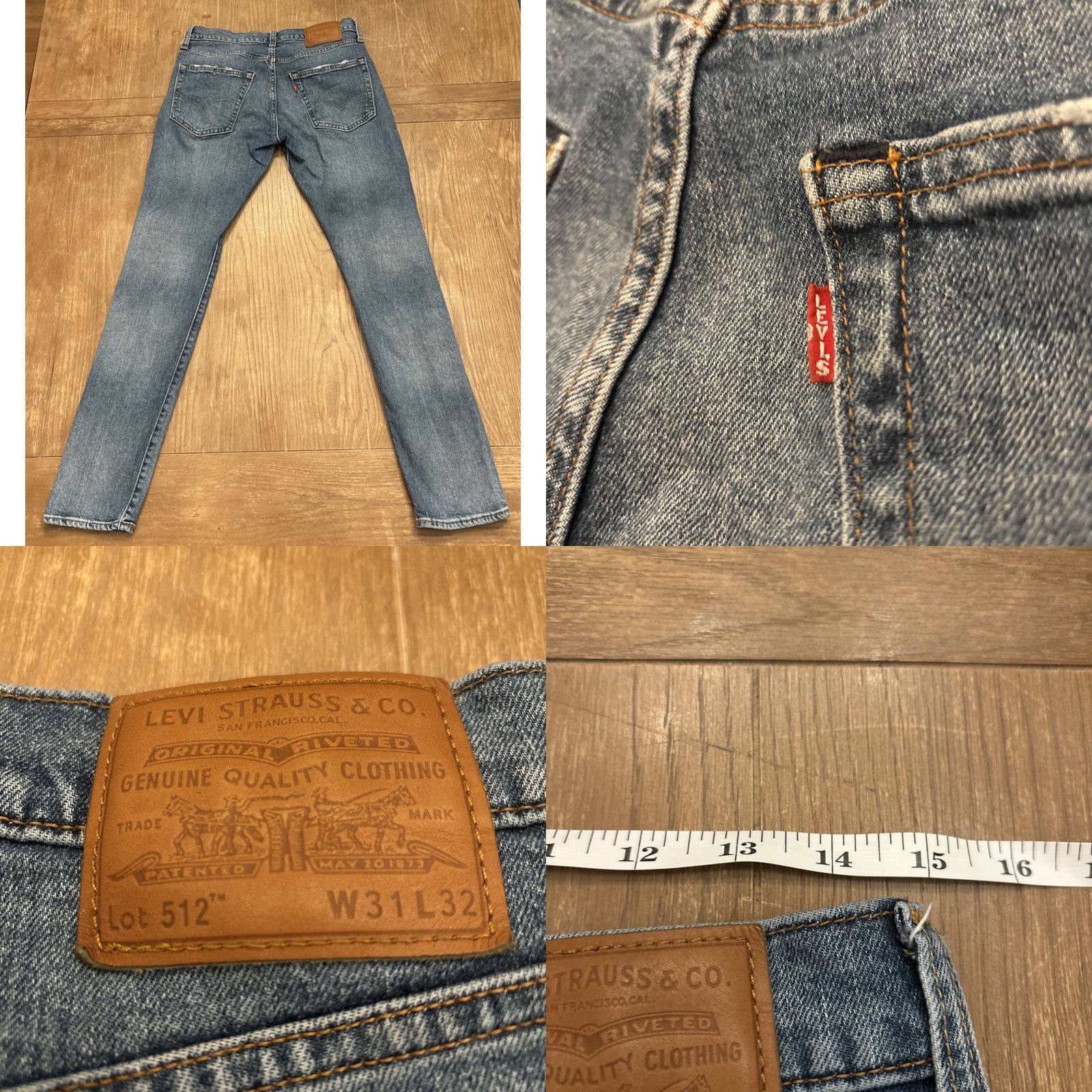 Levi's Levi's 512 Slim Taper Jeans Men 31x32 Blue Denim Stretch Distressed Mid Rise 5-Pocket Denim Mens Size US 31 - 8 Thumbnail