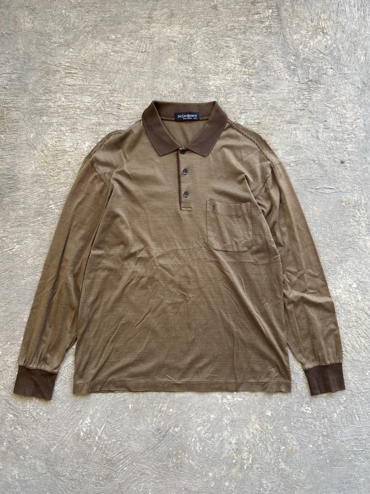 Yves Saint Laurent 1990s Yves Saint Laurent Pour Homme - Long Slevee Polo Shirt Size US L / EU 52-54 / 3 - 1 Thumbnail