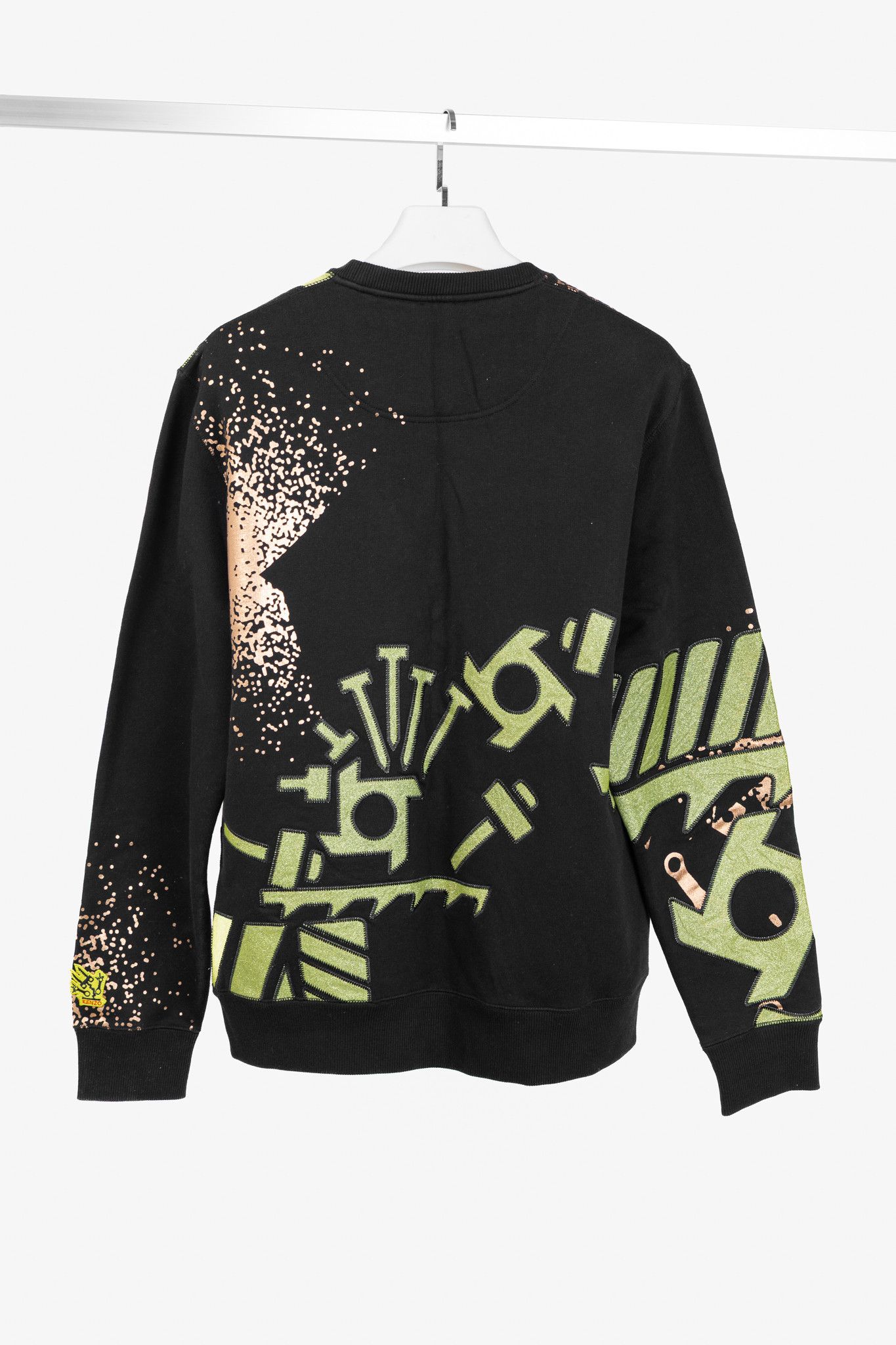 Kenzo Kenzo Black & Green Gear-Patch Cotton Sweatshirt Size US XL / EU 56 / 4 - 2 Thumbnail