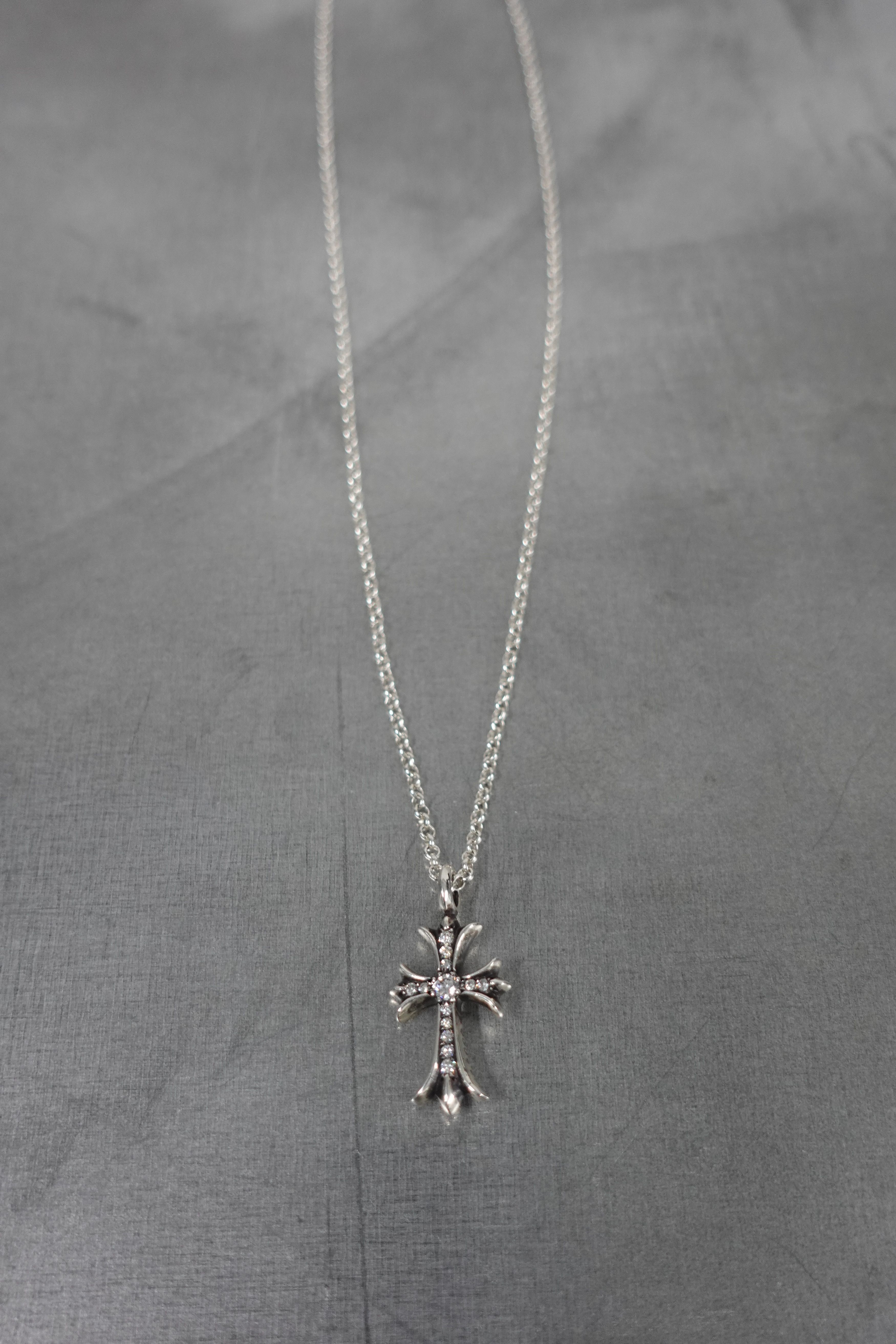 Chrome Hearts CHROME HEARTS SILVER TINY CROSS PAVE DIAMOND PENDANT CHARM Size ONE SIZE - 3 Thumbnail