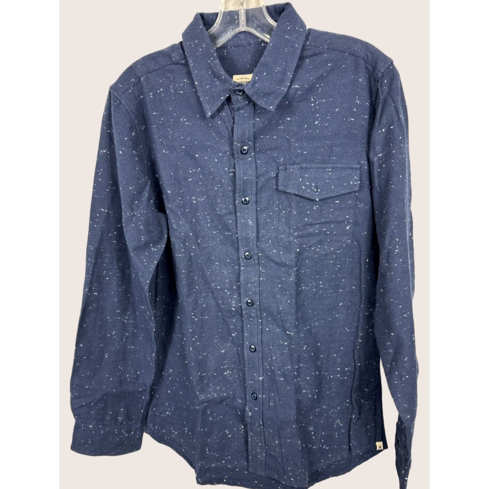 Vintage Bridge & Burn Mens Small Blue Button Up Flannel L/ Pocket 125476 Size 36R - 1 Thumbnail