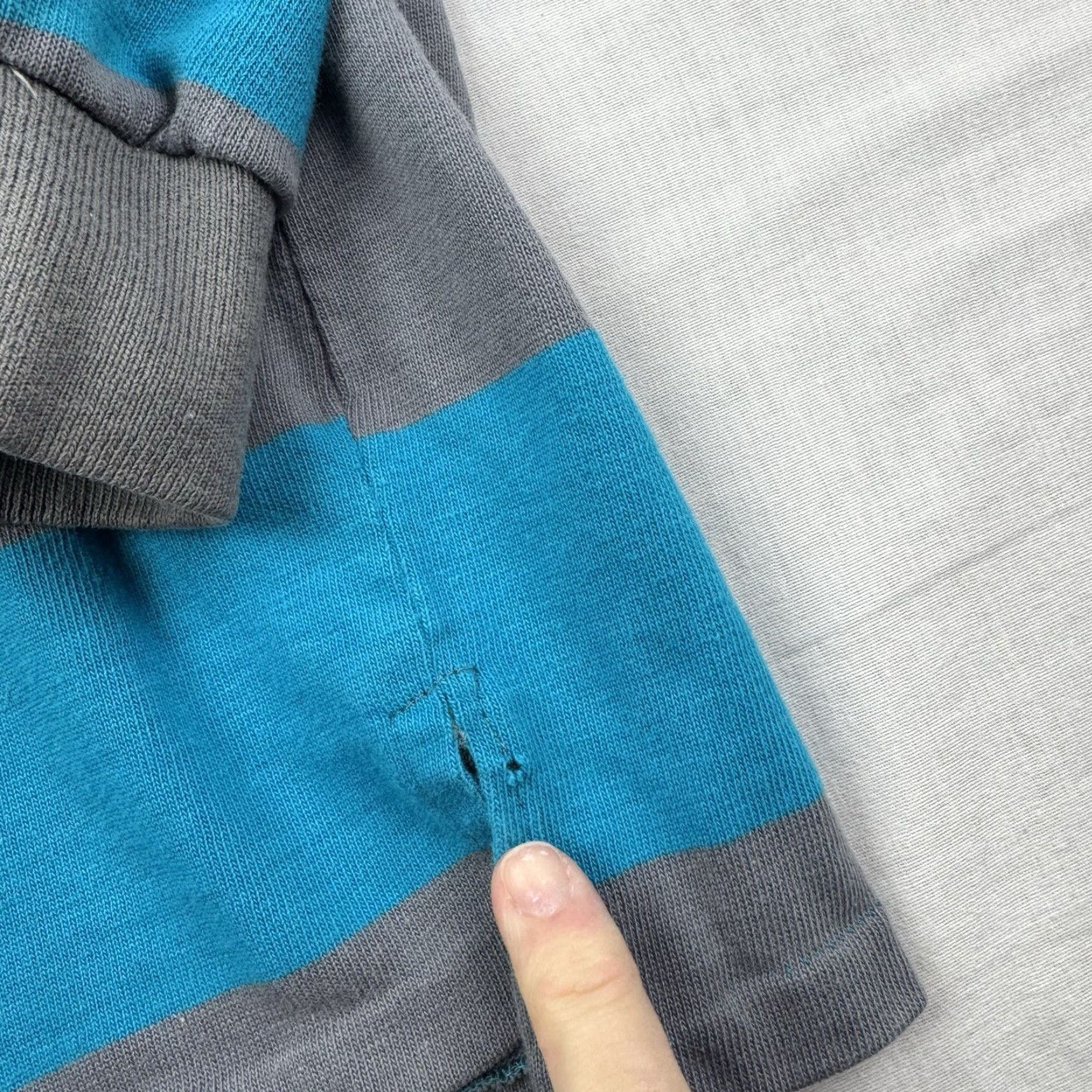 Vintage VINTAGE Electric Avenue Polo Shirt Adult M Striped Blue 80s Collar Long Sleeve 100% Cotton Mens Size US M / EU 48-50 / 2 - 4 Thumbnail
