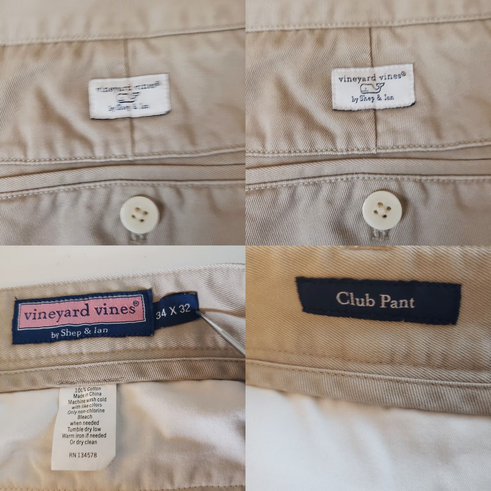 Vineyard Vines Vineyard Vines Club Pants Mens 34W x 32L Khaki Cotton Twill Preppy Regular Fit Chino Pants Size US 34 / EU 50 - 9 Thumbnail