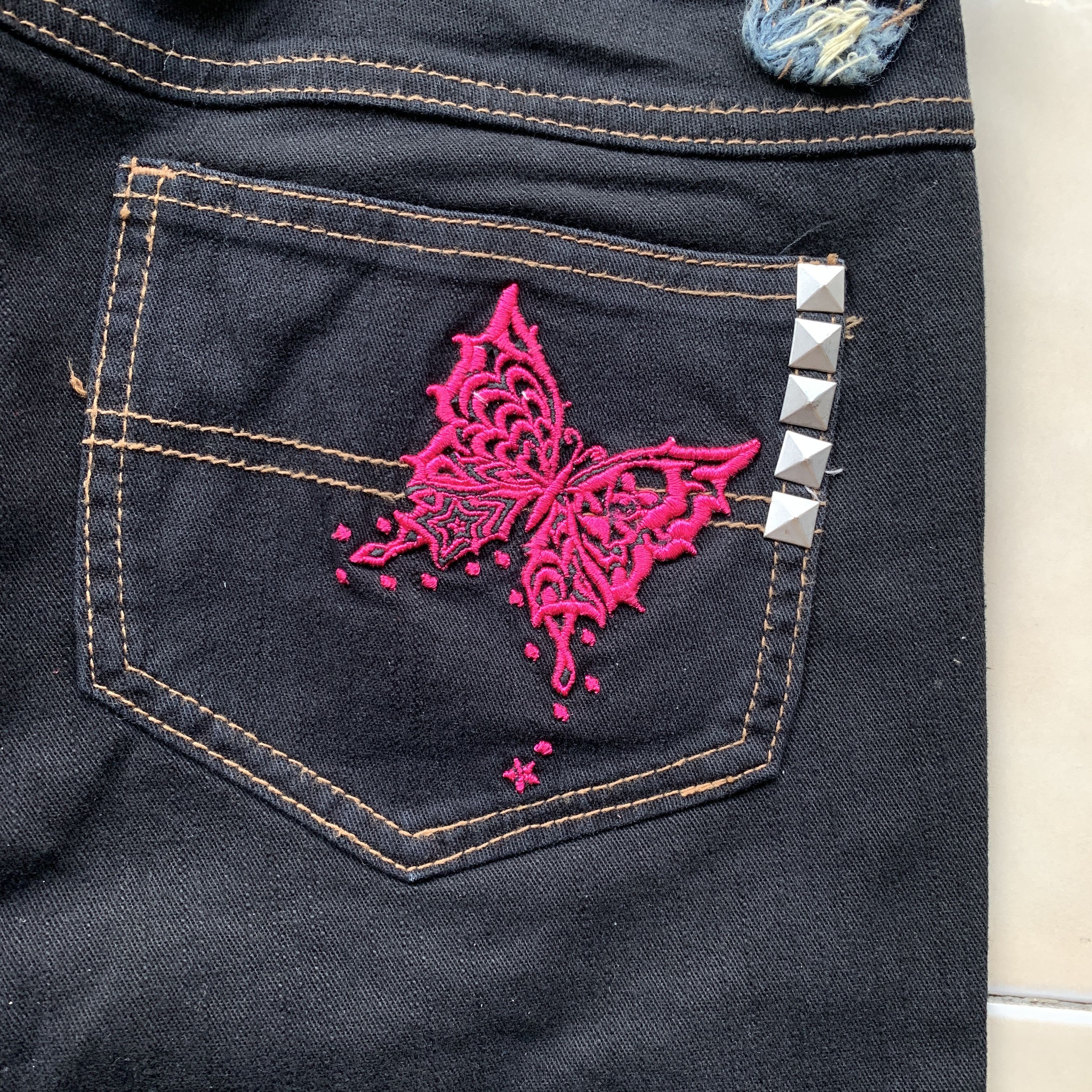 Japanese Brand Algonquins Distress Studded Punk Vkei ifsix LGB Flared Jeans Size 29" - 13 Thumbnail