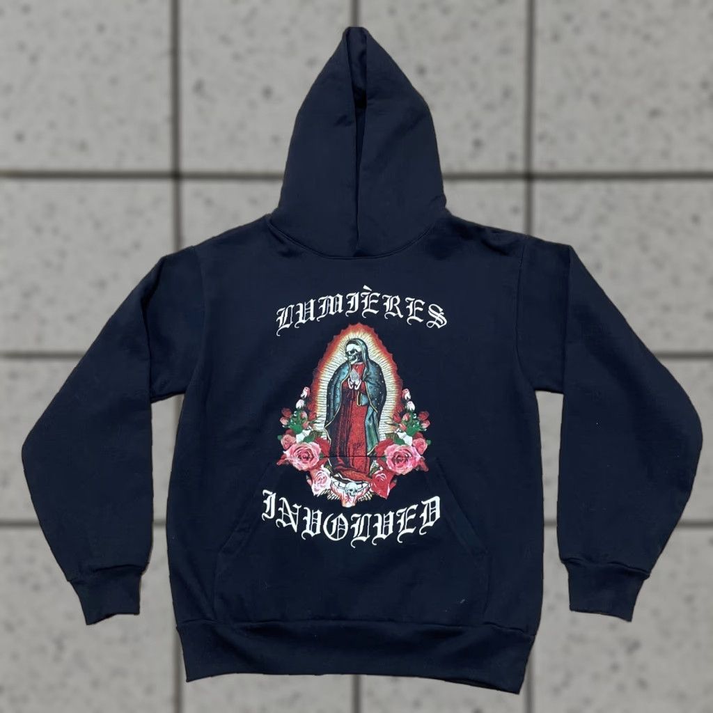 Vintage LUMIÈRES x Involved Garments Hoodie M Black Graphic Pullover Hooded Mens Regu lar Ka i Nguyen Prayer Muertos 90s Los Angeles Size US M / EU 48-50 / 2 - 1 Thumbnail
