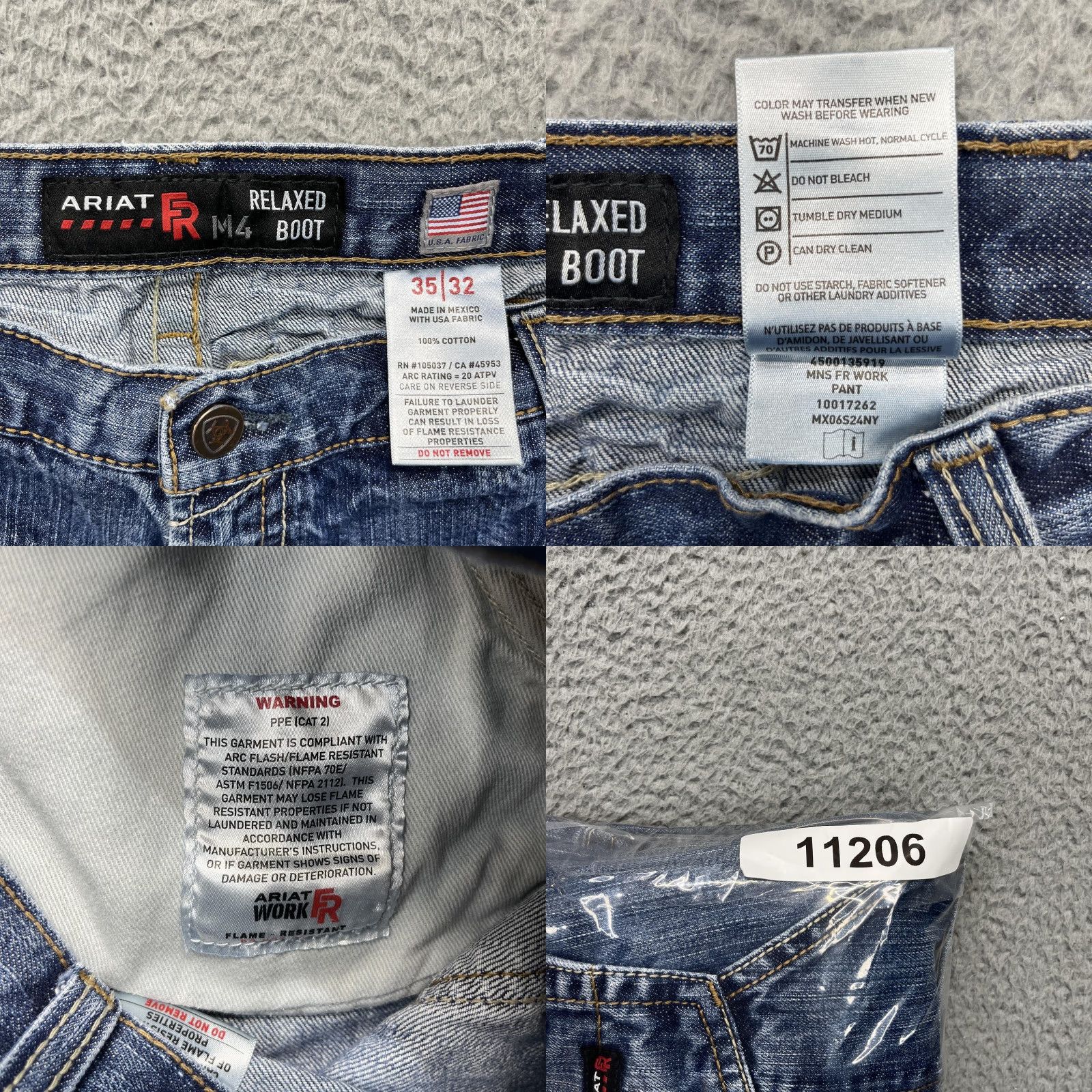 Ariat Ariat M4 FR Jeans Mens 35x32 Faded Wash Flame Resistant Relaxed Boot Work Denim Size US 35 - 11 Thumbnail