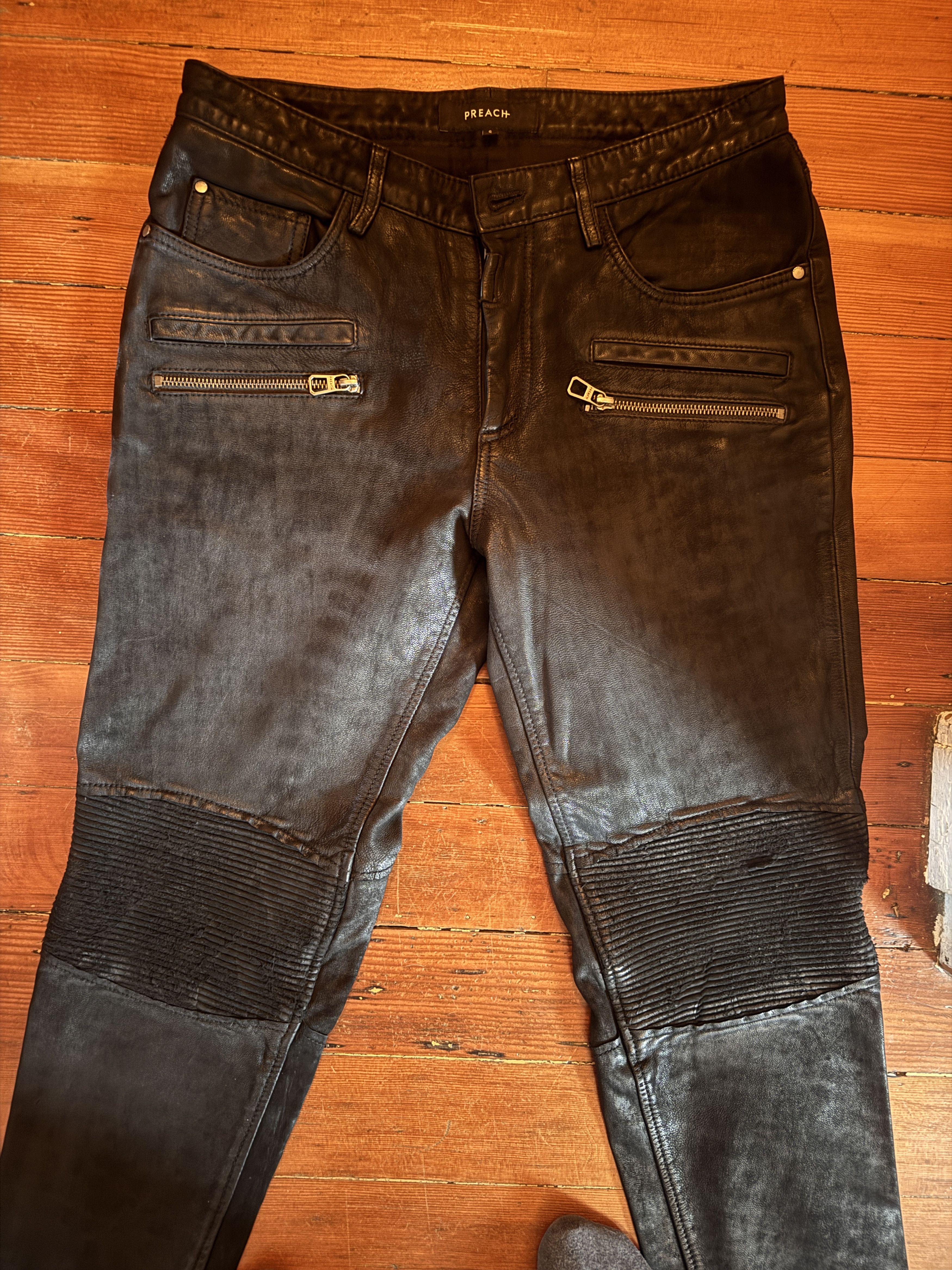 Preach Biker leather pants by Preach, Size S (fits like 32W/30L) Size US 32 / EU 48 - 2 Thumbnail