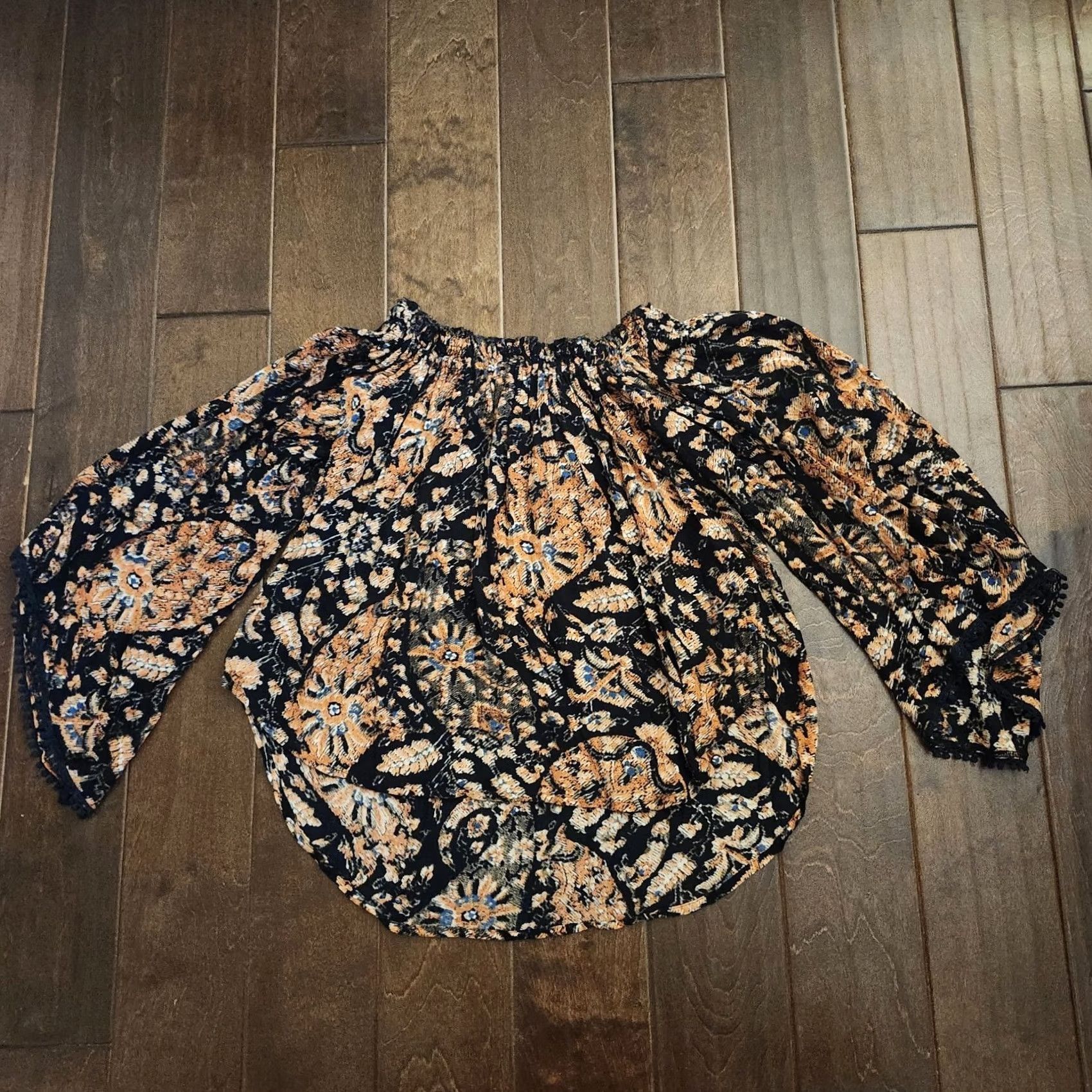 Abercrombie & Fitch Abercrombie & Fitch Womens Small Off Shoulder Boho Long Sleeve Blouse Top Shirt Blouse Multicolor Boho Regular Fit Womens Size S / US 4 / IT 40 - 2 Thumbnail