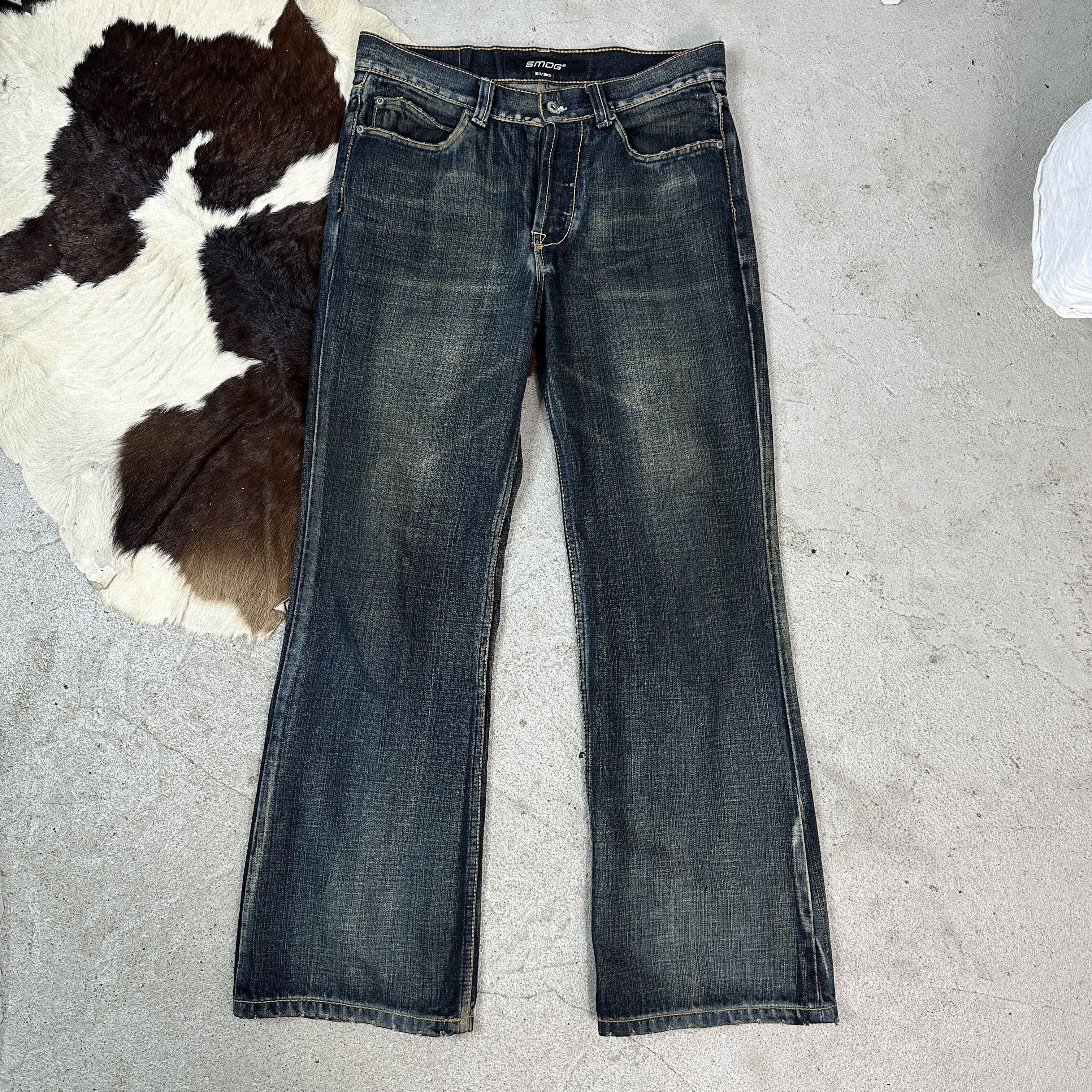 Vintage Vintage Flared Rotten Green Jeans Size 31" - 6 Thumbnail