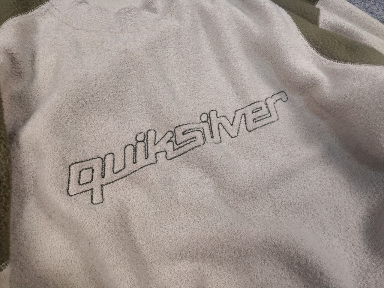 Quiksilver Quiksilver Vintage Beige Fleece Big Logo Sweatshirt Size US XL / EU 56 / 4 - 8 Thumbnail