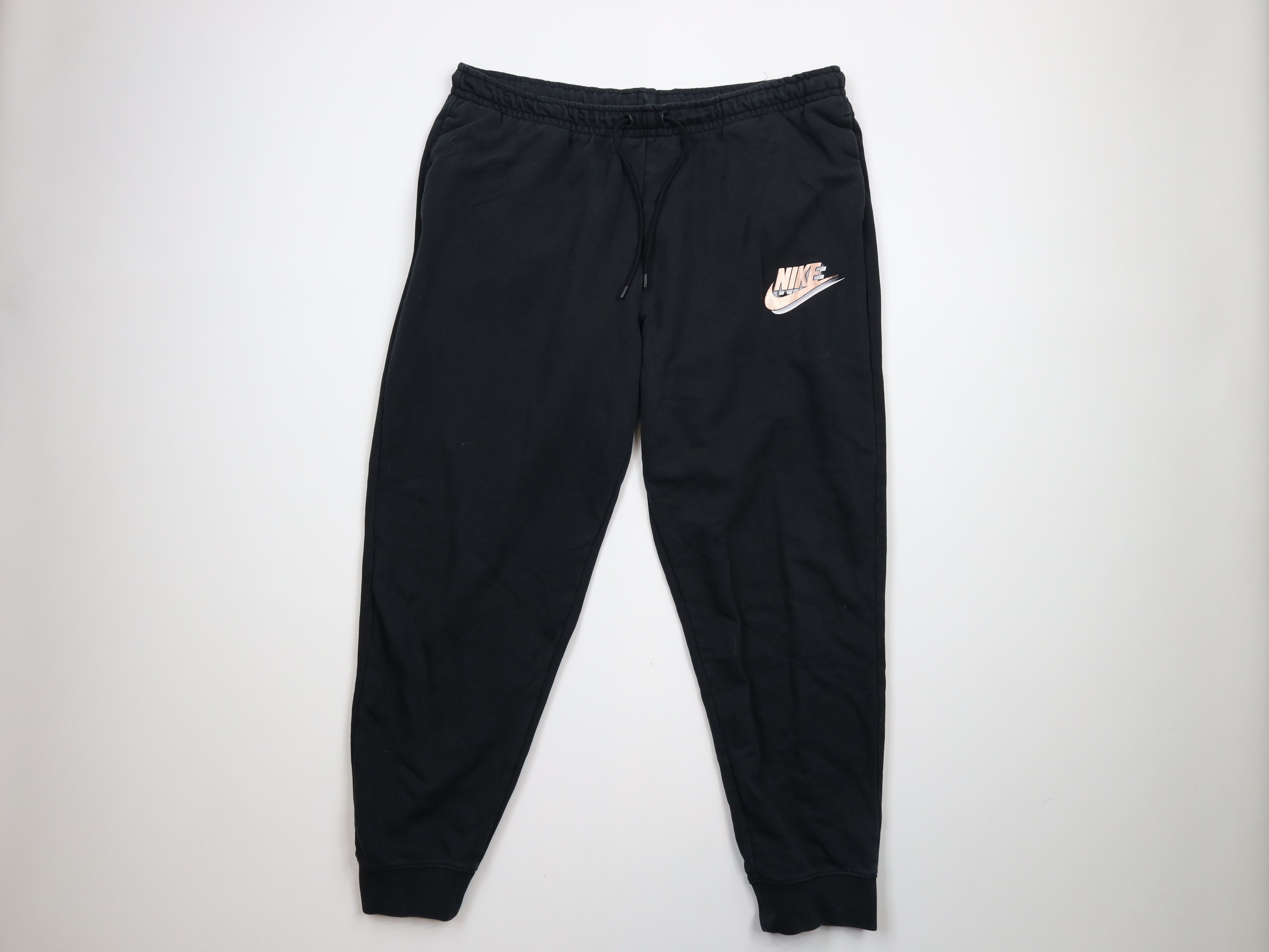 Nike Joggers Jet Black on sale Cotton Sweatpants Subtle Swoosh Elastic Cuffs