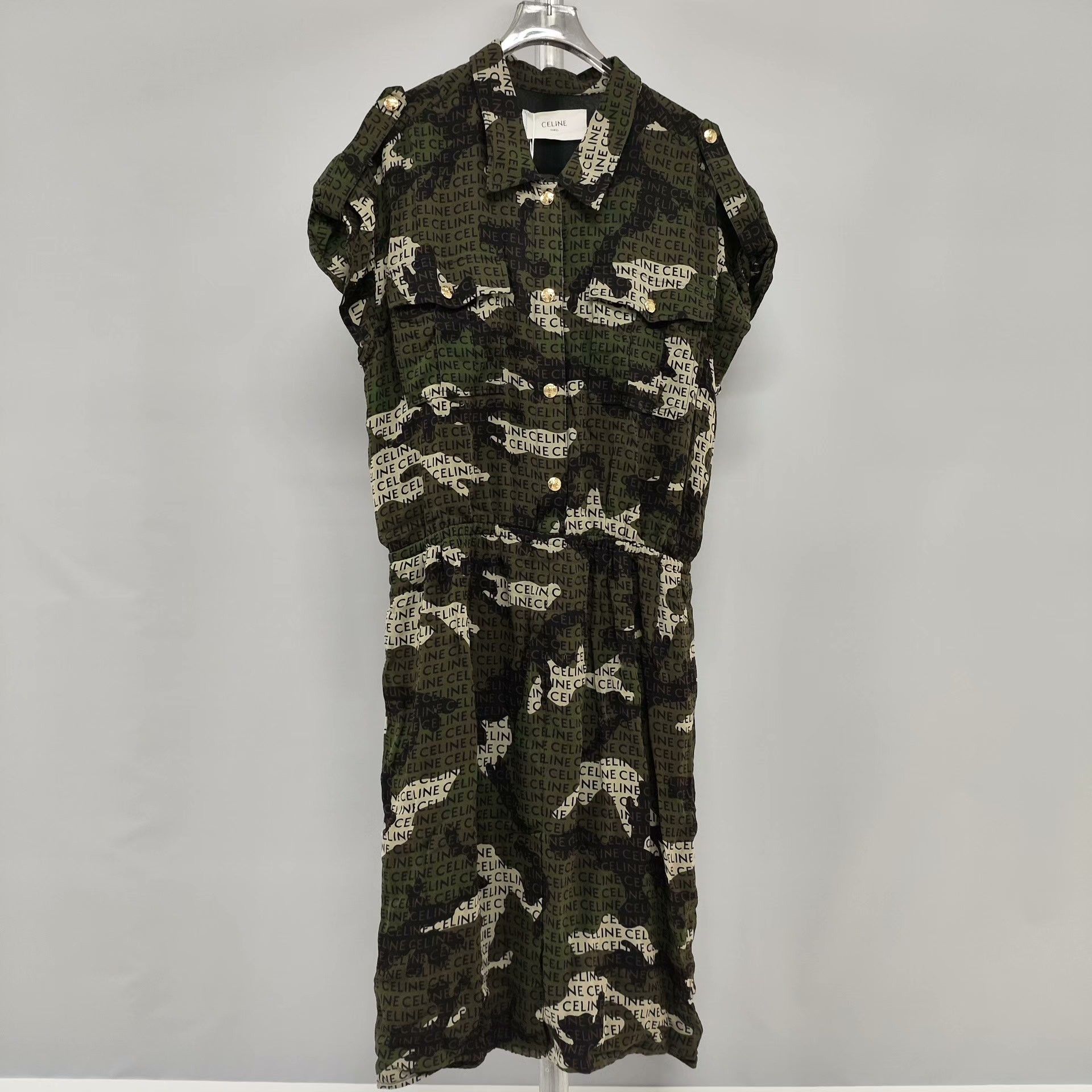 Celine Celine Silk Camo Dress 40 Women Size M / US 6-8 / IT 42-44 - 1 Thumbnail