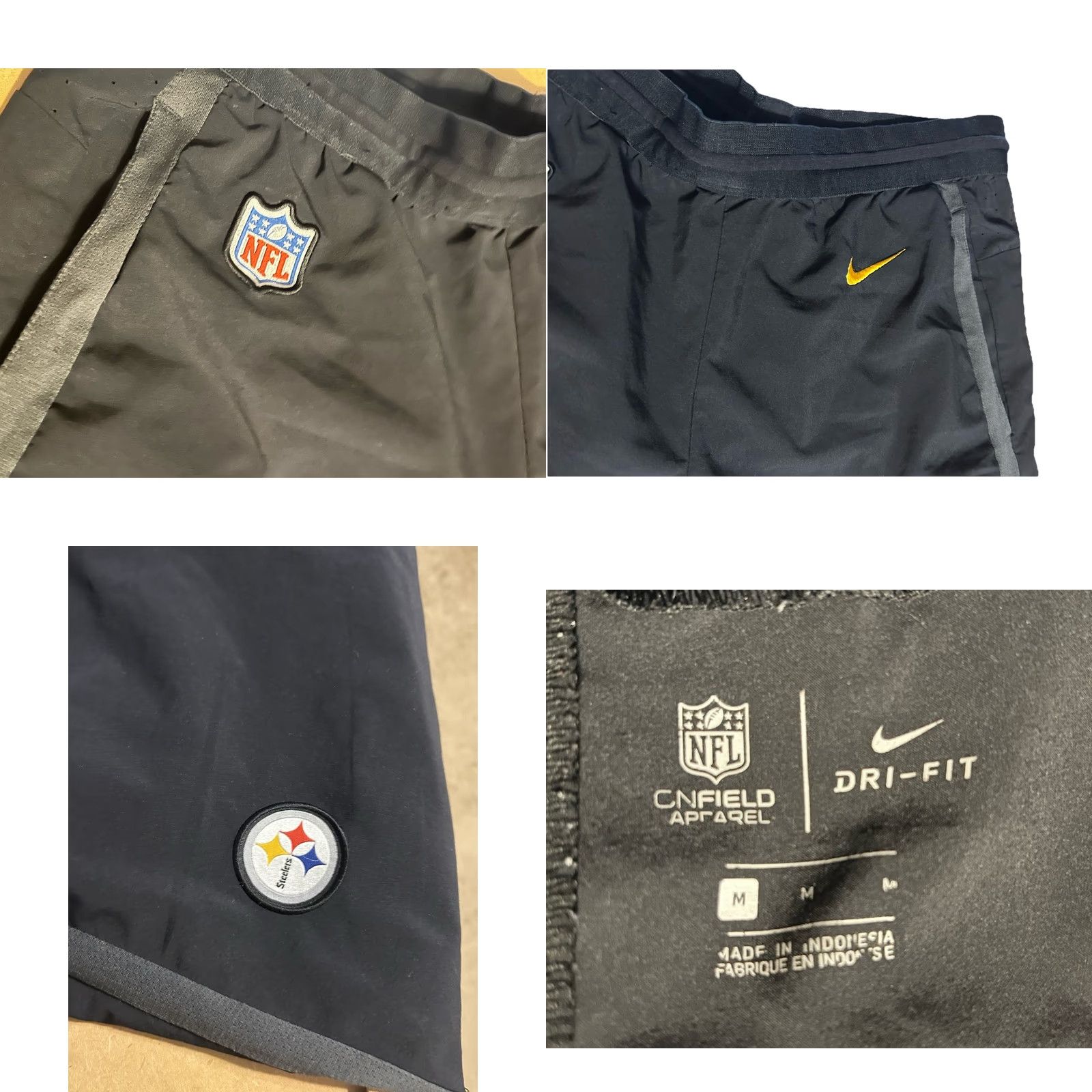 Nike Nike Steelers Dri Fit Tack Joggers Pants Men M Black NFL Elastic Waist Size US 31 - 9 Thumbnail