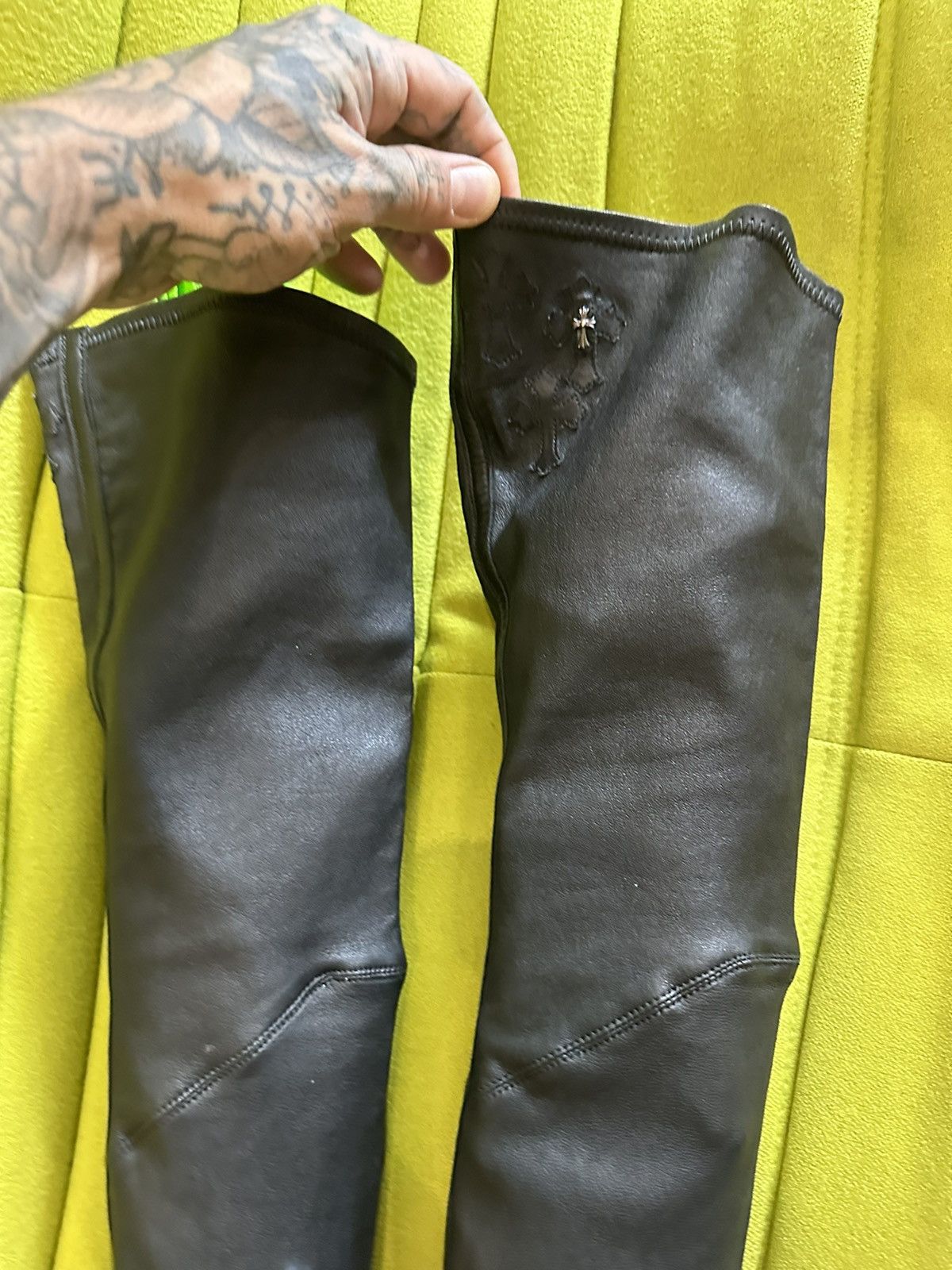 Chrome Hearts × Rick Owens Chrome Hearts x Rick Owens 1 OF 1 Leather Cross Sneakers Size US 9 / IT 39 - 6 Thumbnail