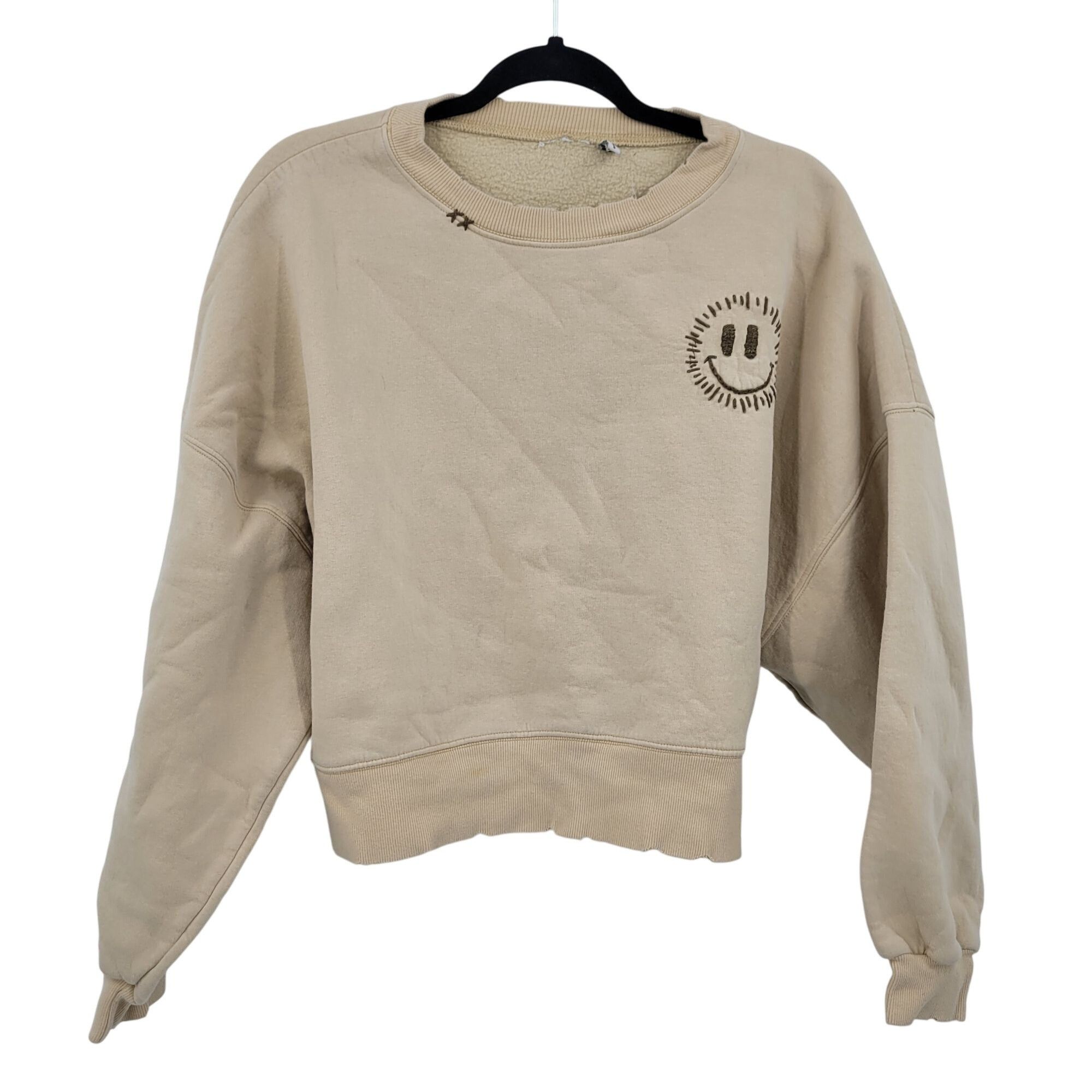Other ASOS Design Womens Tan Distressed Smiley Embroidered Sweatsh Size M / US 6-8 / IT 42-44 - 12 Thumbnail