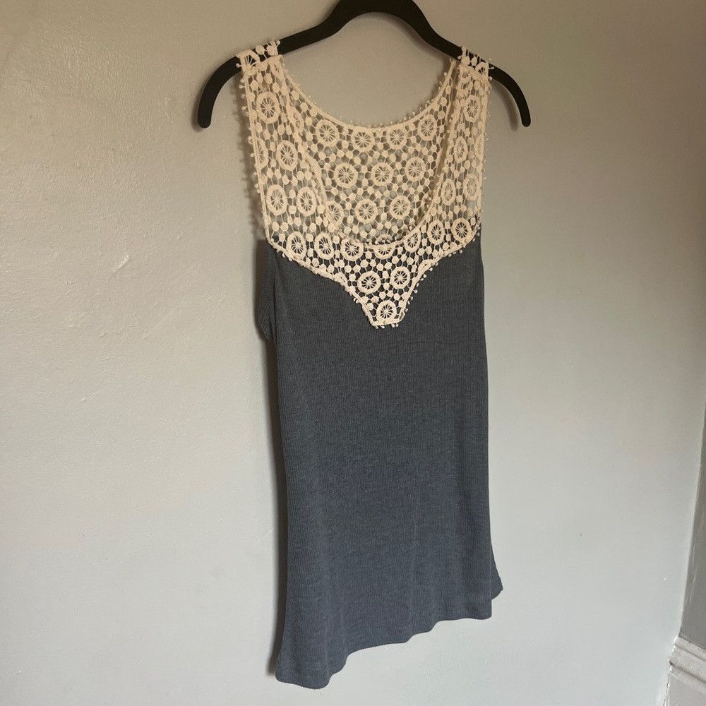 Anthropologie Anthropologie a’reve Gray White Tank Top Lace Medium Size M / US 6-8 / IT 42-44 - 3 Thumbnail