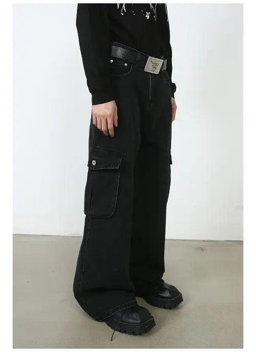 VIBE Black Cargo Baggy Denim Jeans Size US 28 / EU 44 - 5 Thumbnail