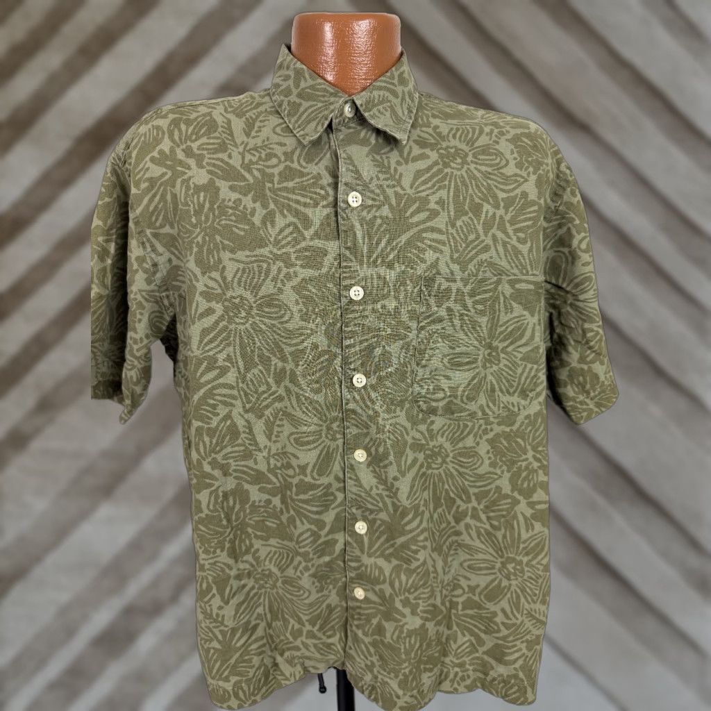 Old Navy VINTAGE Old Navy Shirt Men M Floral Olive Linen Cotton Button-Up Short Sleeve Hawaiian Beach Y2K Vintage 90s Theme Size US M / EU 48-50 / 2 - 1 Thumbnail