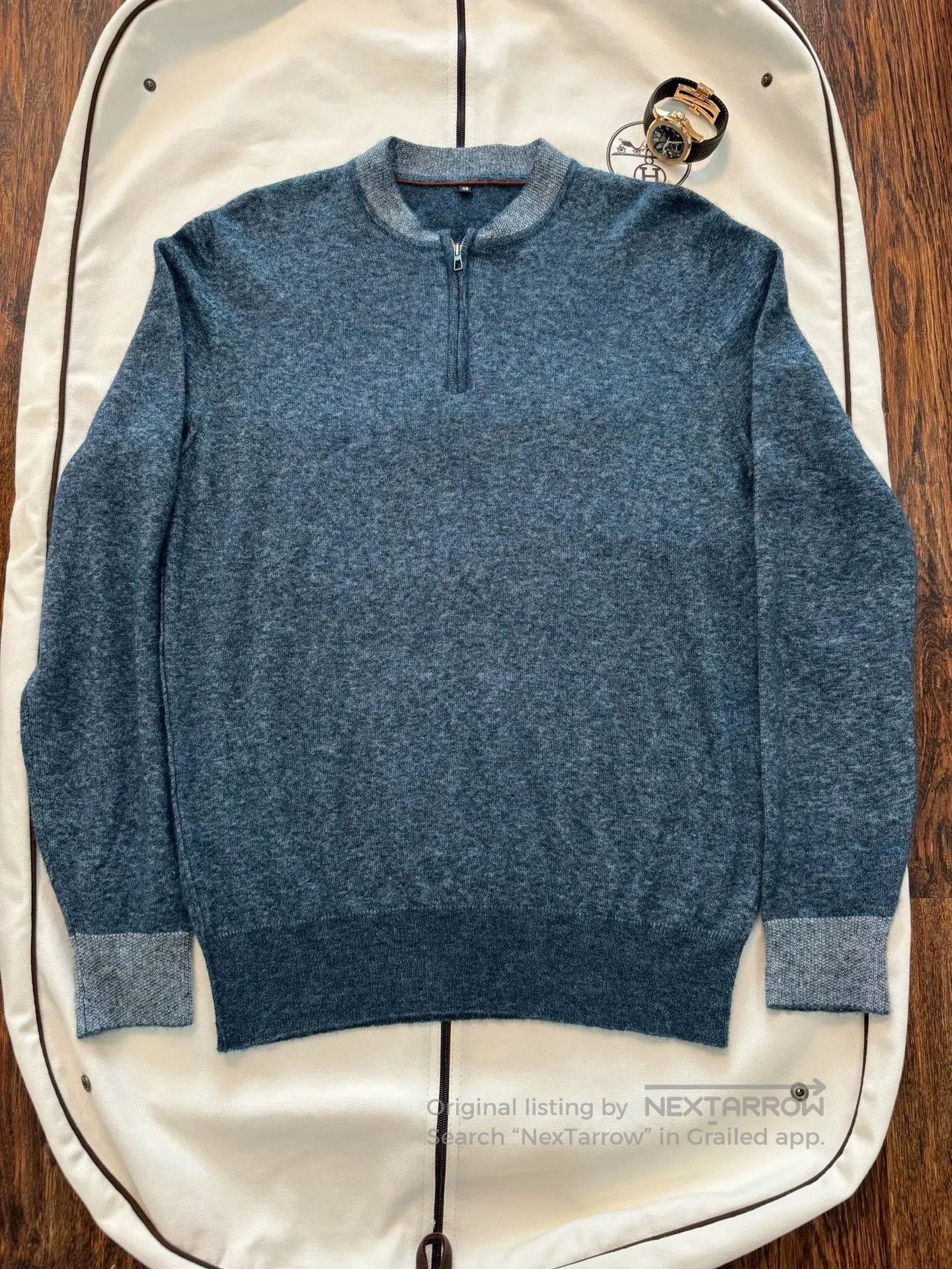 Loro Piana Gray Quarter-Zip Long Sleeve Sweater Size M. Size US M / EU 48-50 / 2 - 1 Thumbnail
