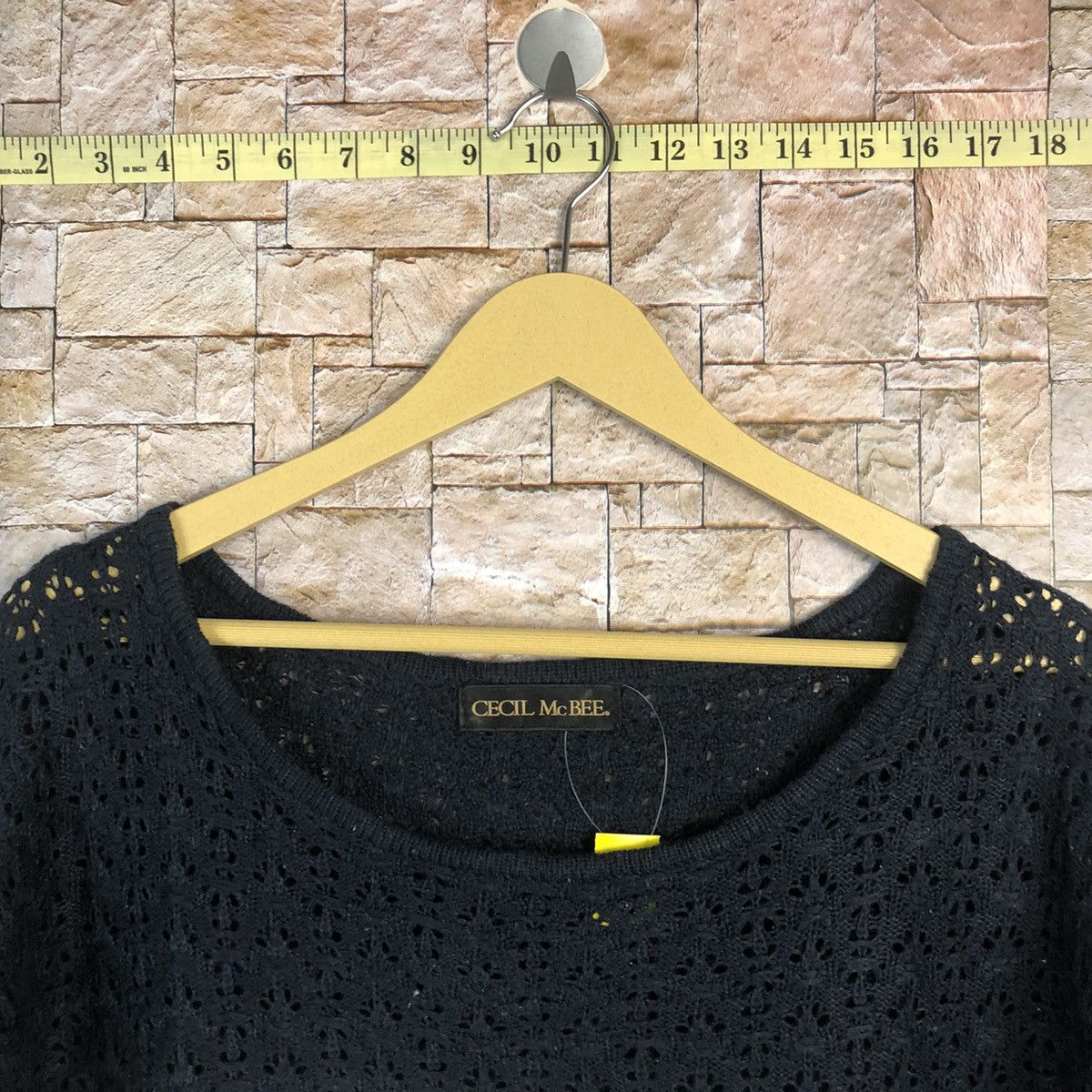 Homespun Knitwear × Japanese Brand × OVER THE STRiPES Cecil Mcbee Stripe crochet mesh net Dark Blue Knitwear #A761 Size M / US 6-8 / IT 42-44 - 4 Thumbnail