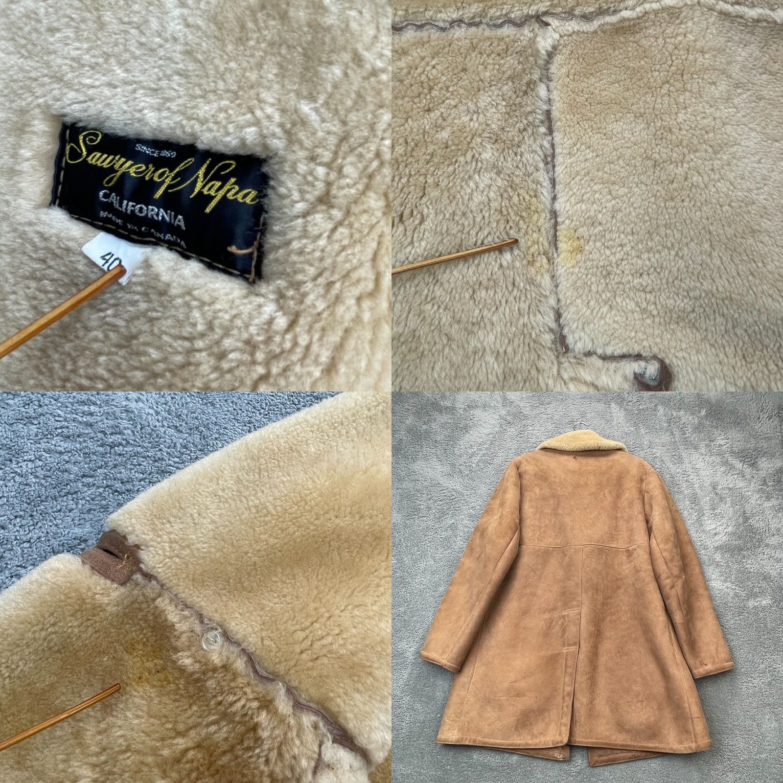 Vintage VINTAGE Sawyer of Napa Mens Coat Short Leather Suede Jacket Sherpa Wool Lined 40 Brown Size US XXS / EU 40 - 8 Thumbnail