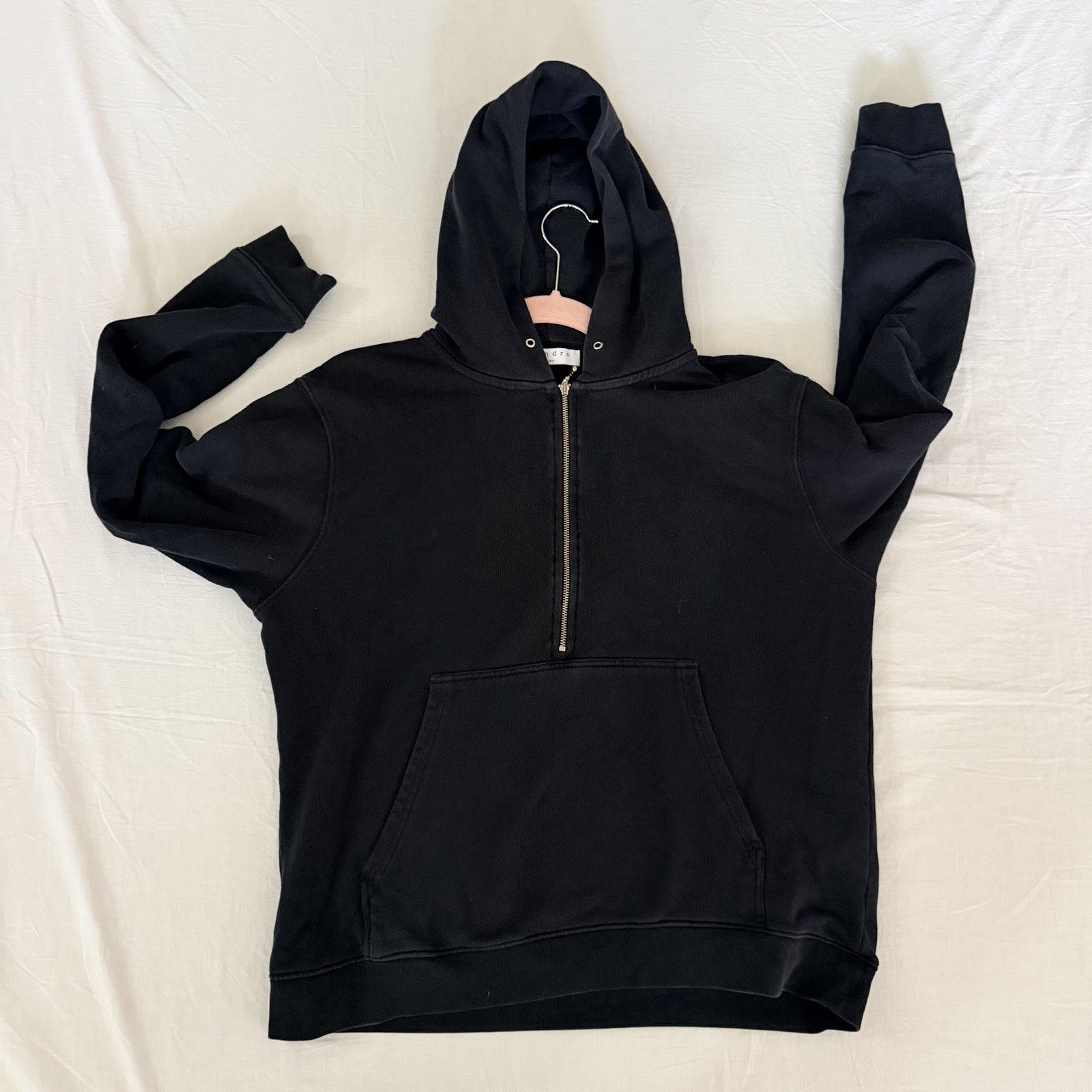 Sandro Sandro Paris Womens L Black Half Zip Hoodie Minimalist Size L / US 10 / IT 46 - 6 Thumbnail