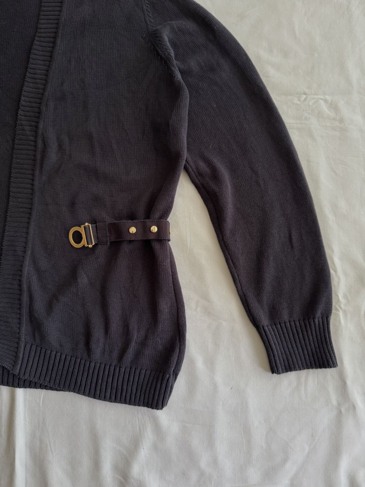 Salvatore Ferragamo Vintage🔥Salvatore Ferragamo Black Cardigan With Buckle Size S / US 4 / IT 40 - 2 Thumbnail